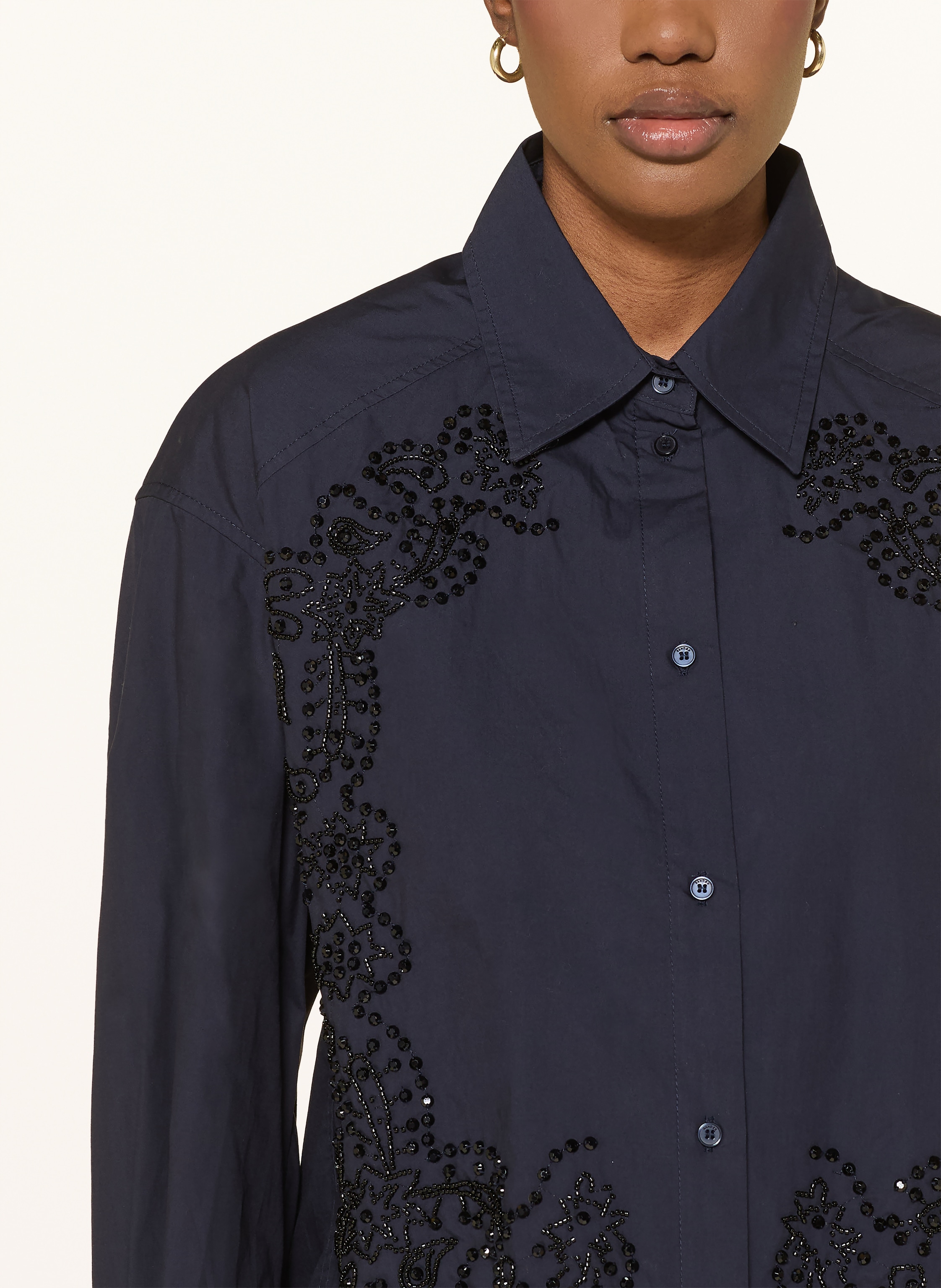 Thumbnail - Sandro Hemdbluse Mit Schmucksteinen blau