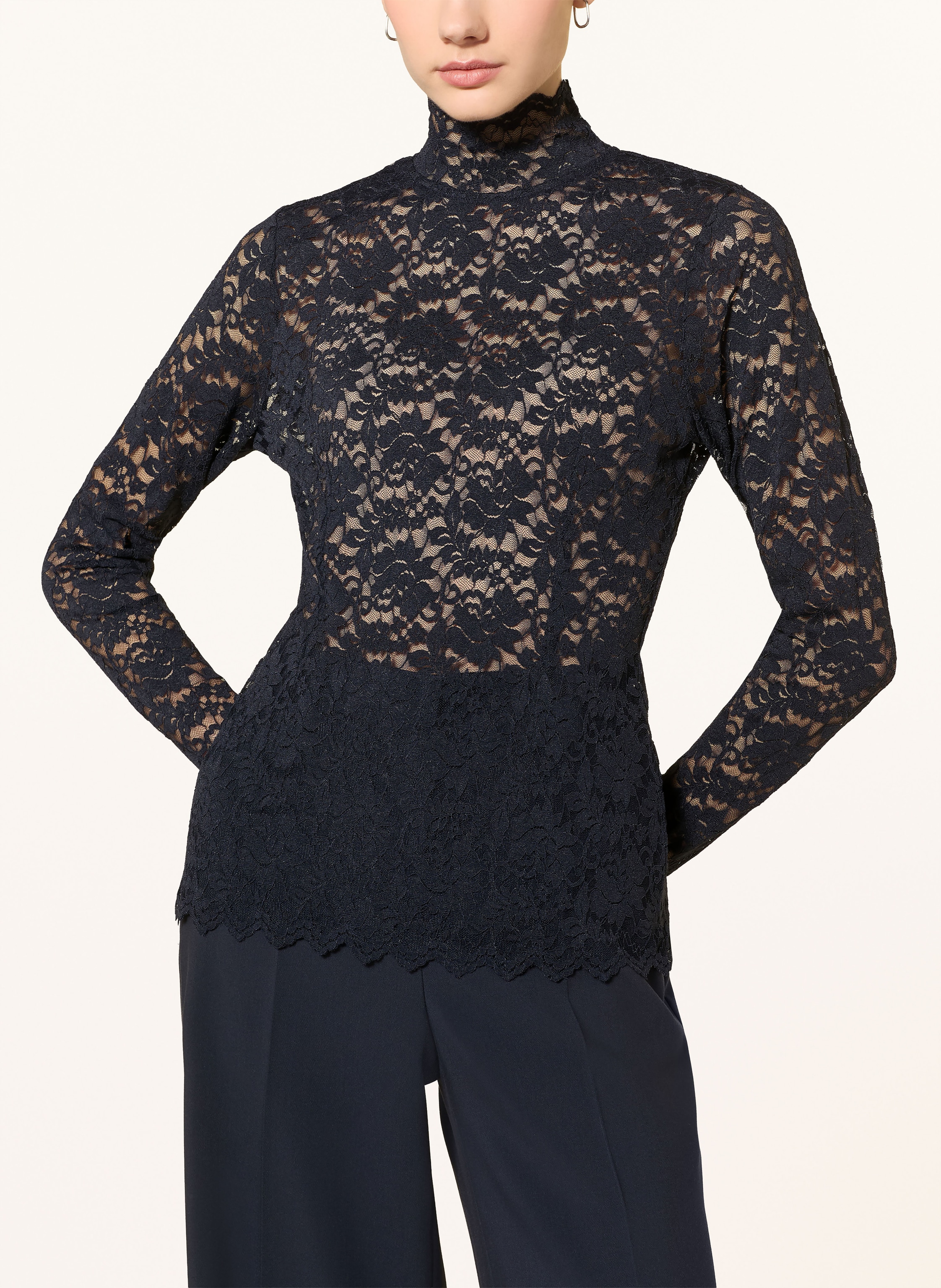 Thumbnail - Neo Noir Longsleeve Liza Aus Spitze blau