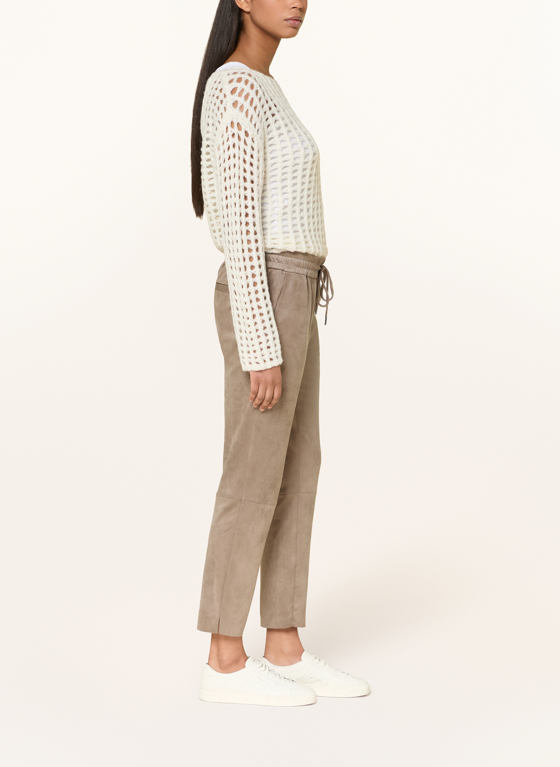 Thumbnail - Juvia Hose Im Jogging-Stil In Lederoptik beige