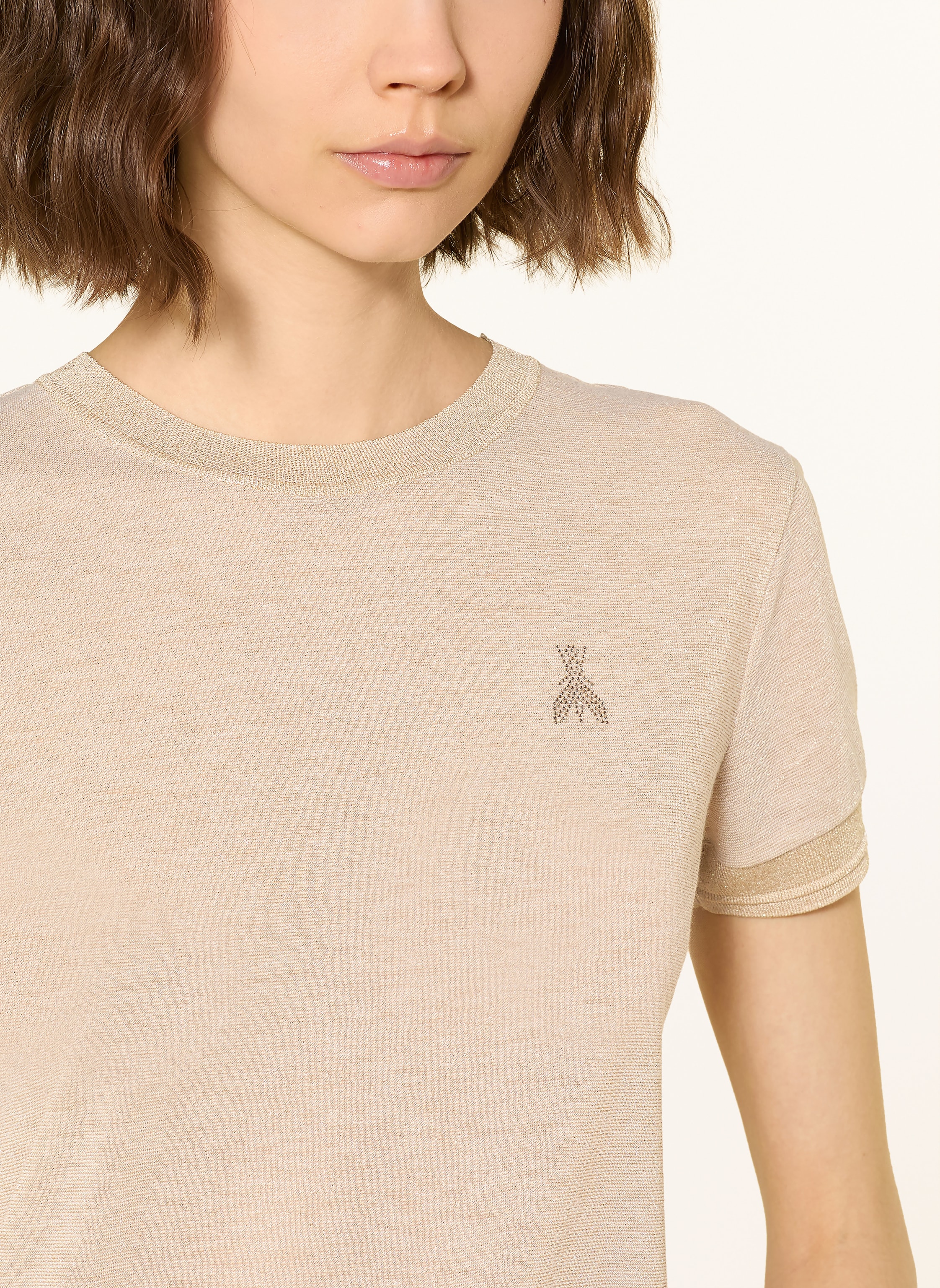 Thumbnail - Patrizia Pepe Strickshirt Mit Glitzergarn beige