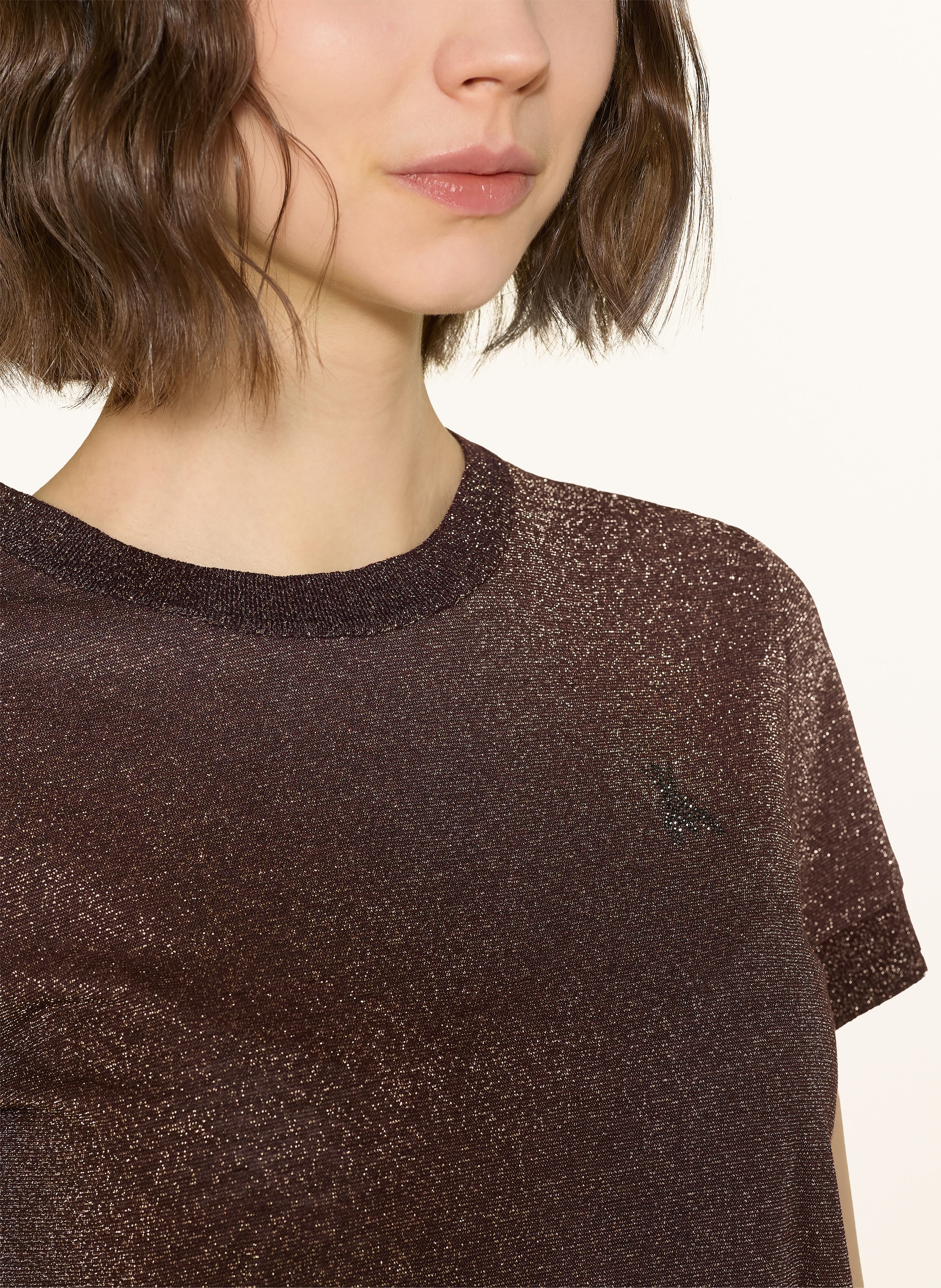 Thumbnail - Patrizia Pepe Strickshirt Mit Glitzergarn braun