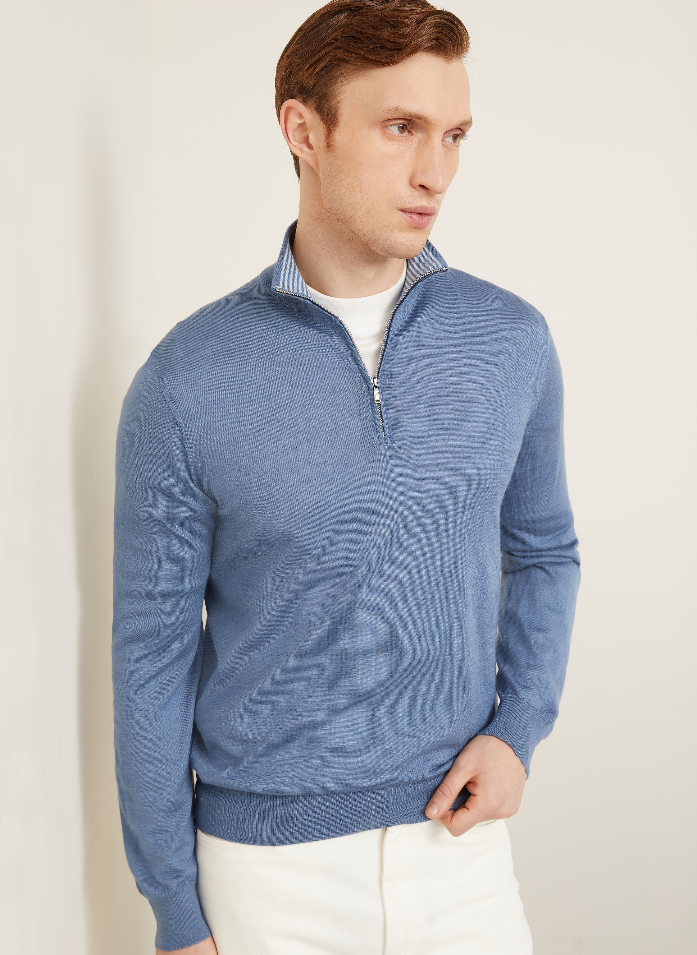 Thumbnail - Fioroni Cashmere-Troyer Mit Seide blau