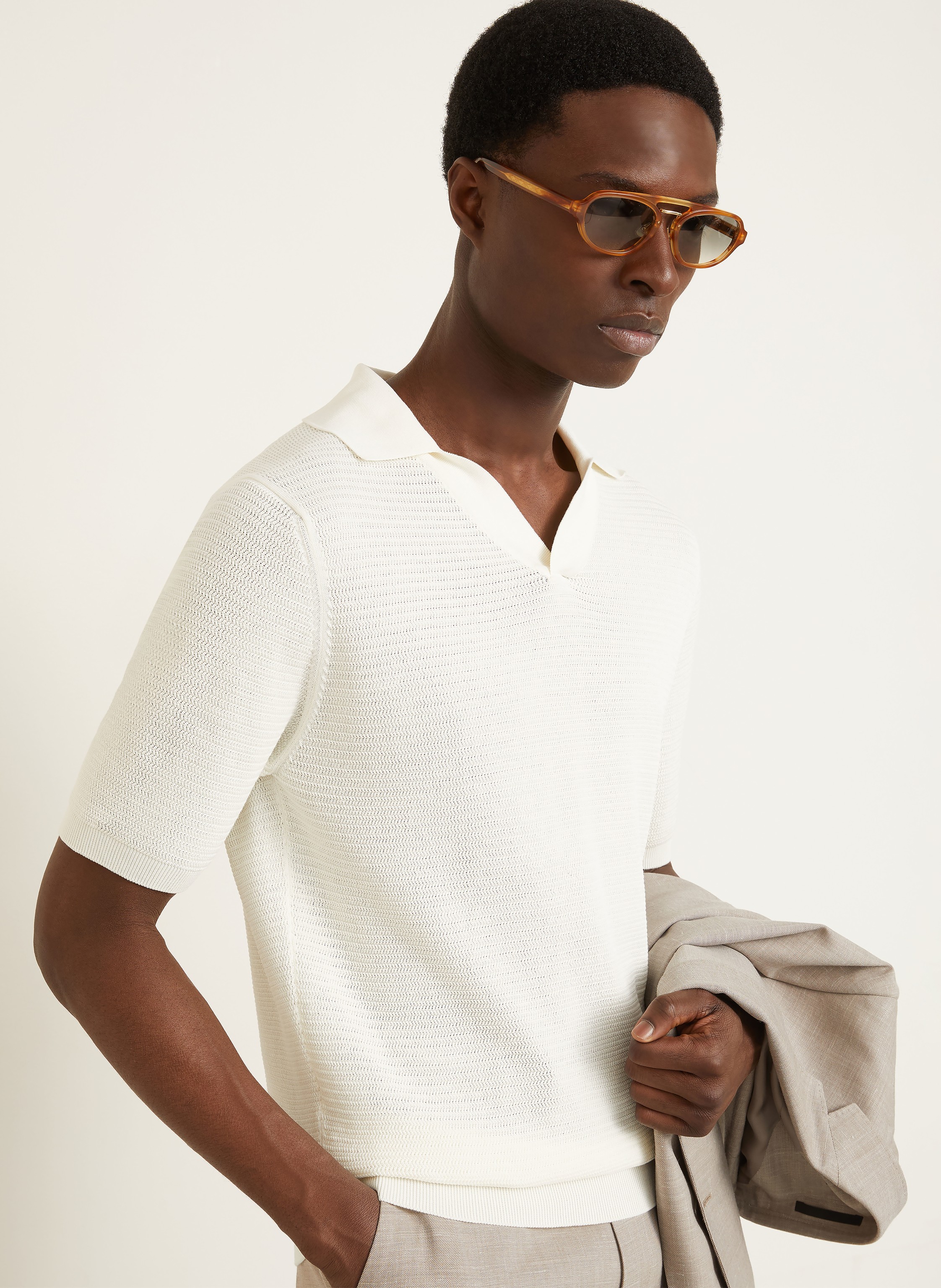 Thumbnail - Fioroni Strick-Poloshirt weiss