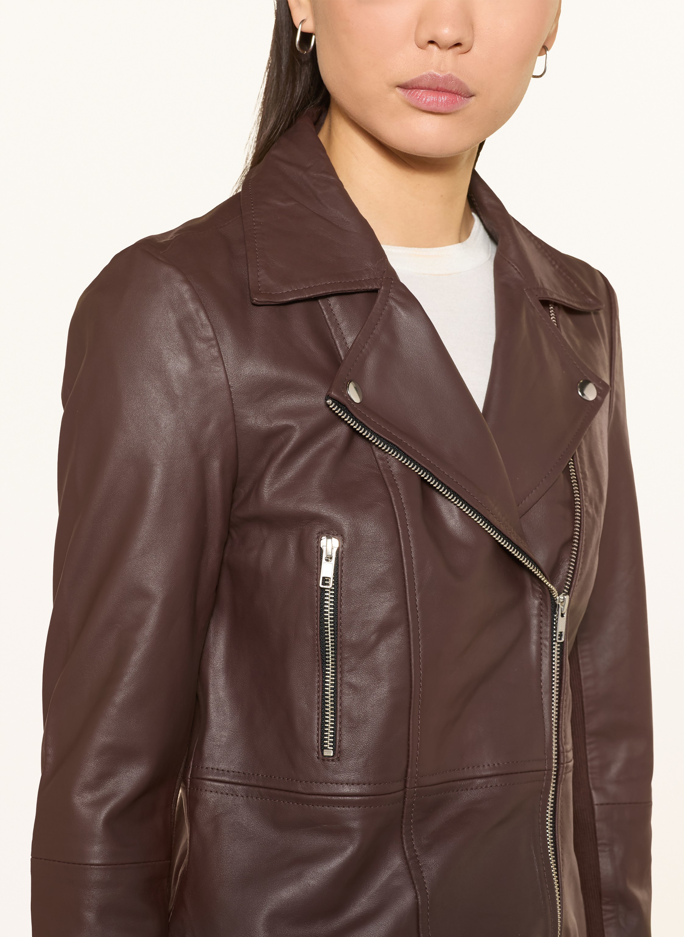 Thumbnail - Y.A.S. Lederjacke Im Materialmix braun