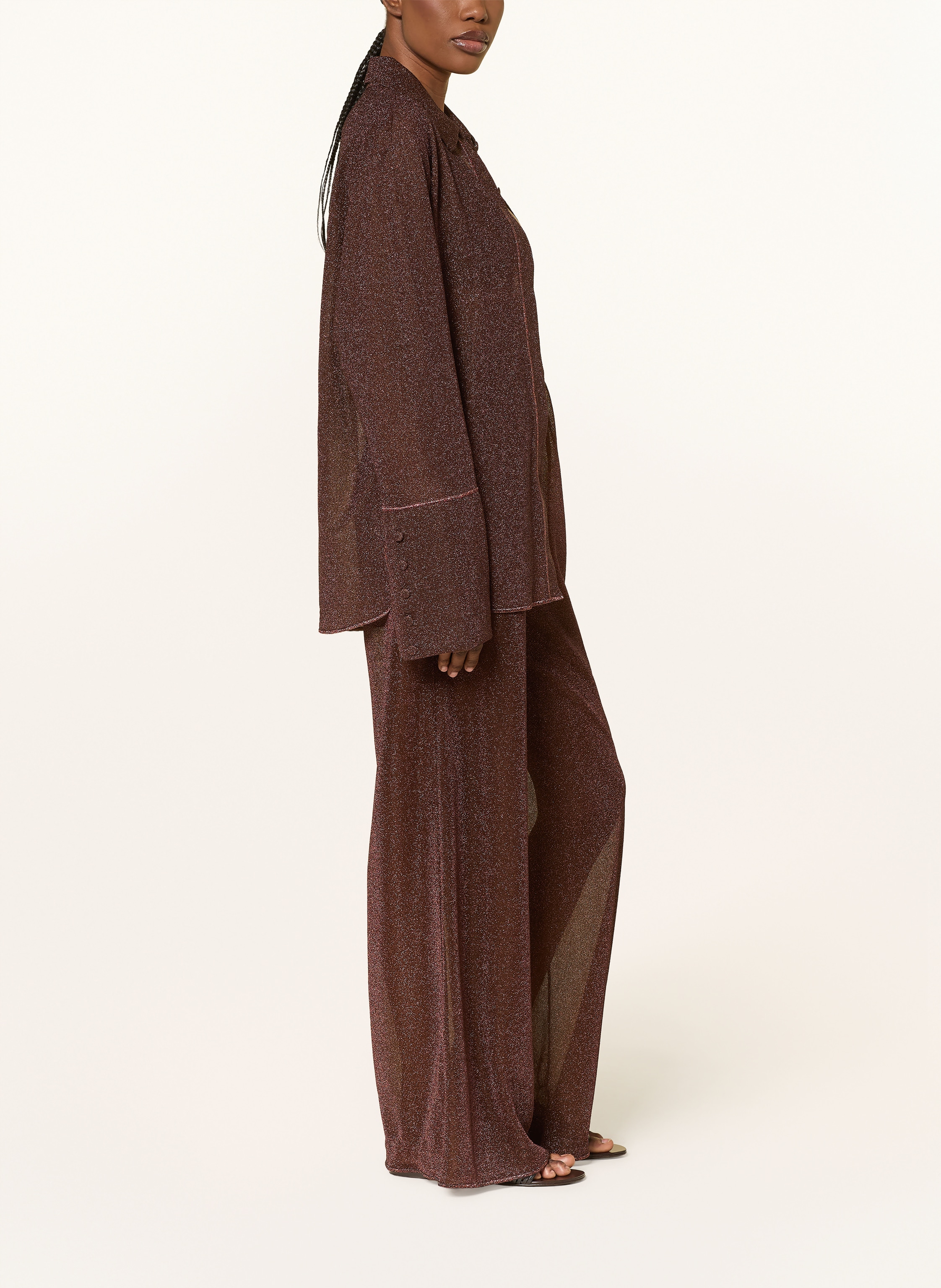 Thumbnail - Oséree Marlenehose Lumiere Mit Glitzergarn braun