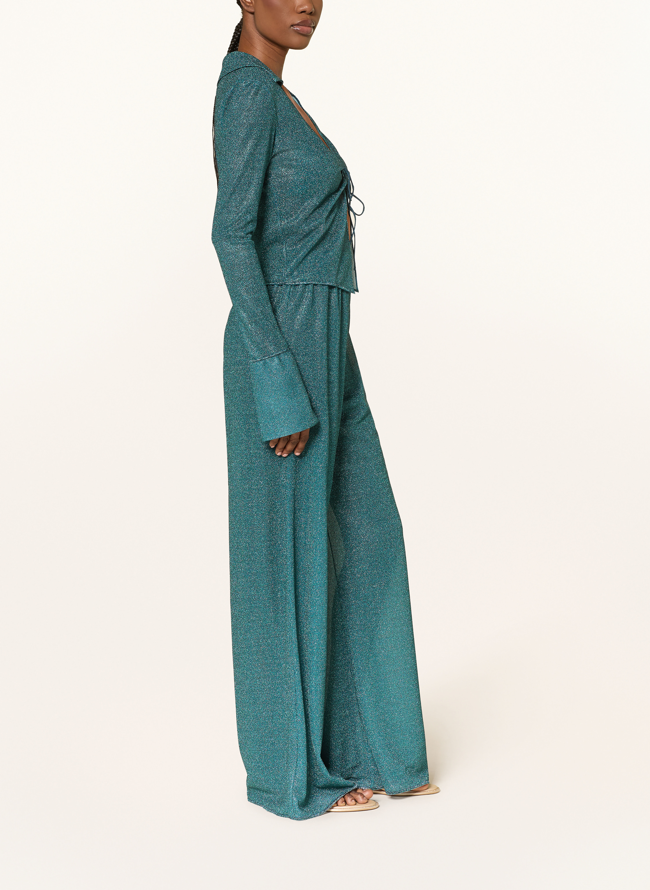 Thumbnail - Oséree Marlenehose Lumiere Mit Glitzergarn blau