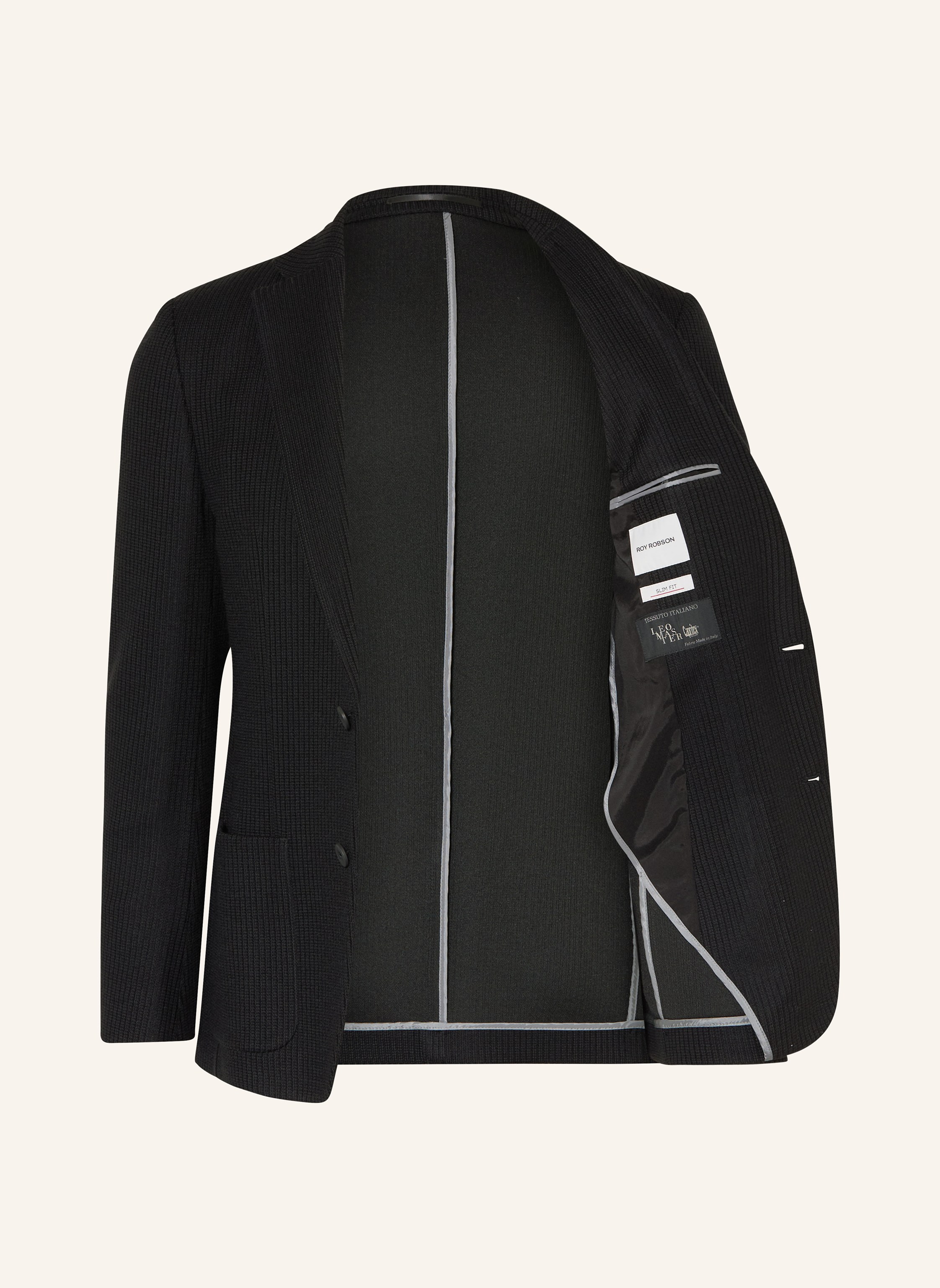 Thumbnail - Roy Robson Stricksakko Slim Fit schwarz