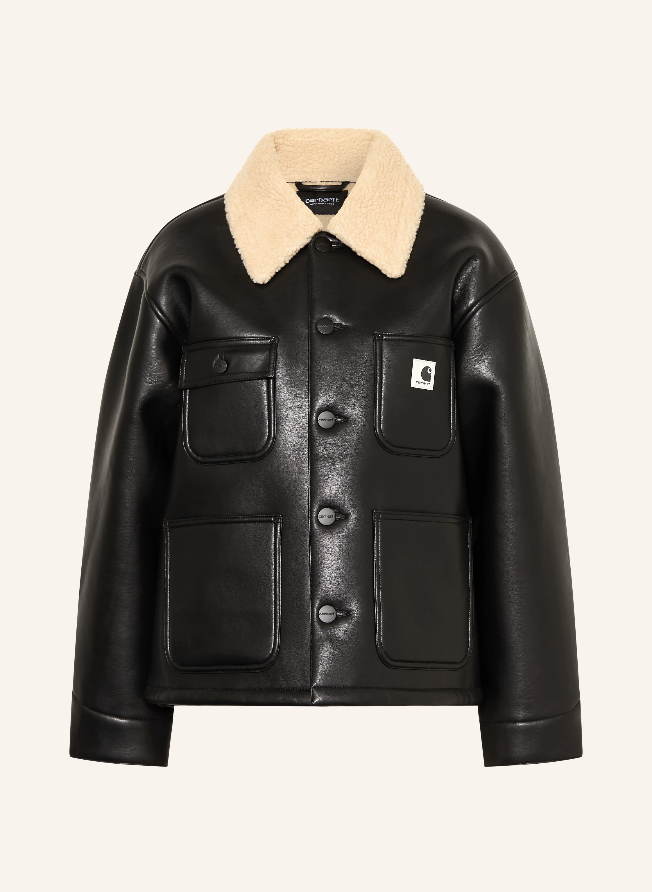 Carhartt Wip Jacke Shepton In Lederoptik Mit Kunstfell schwarz