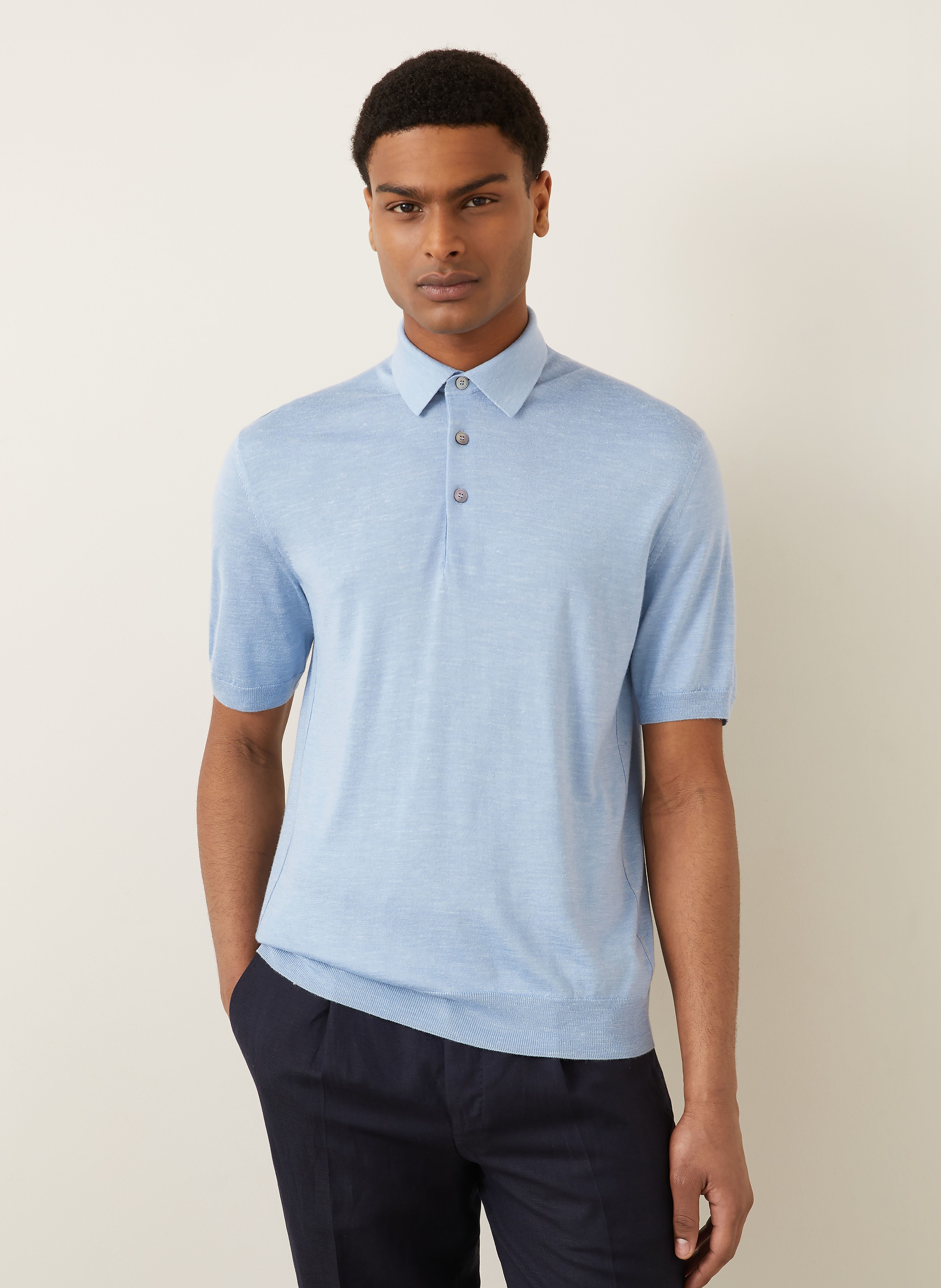 Thumbnail - Zegna Strick-Poloshirt Mit Seide blau