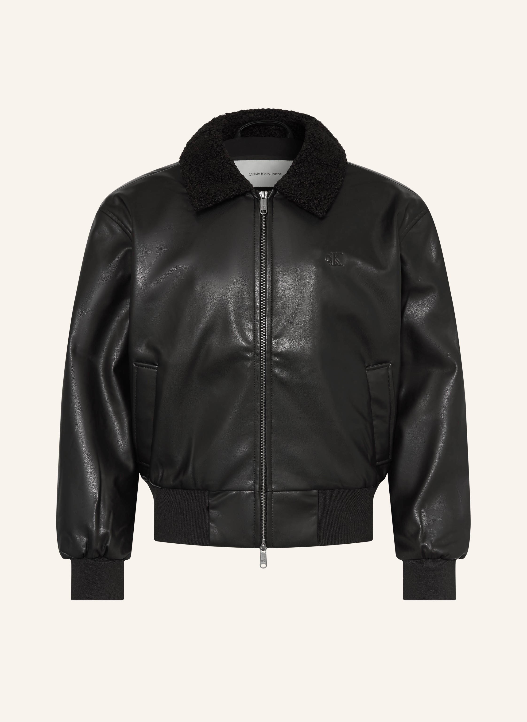 Calvin Klein Jeans Blouson In Lederoptik Mit Kunstfell schwarz