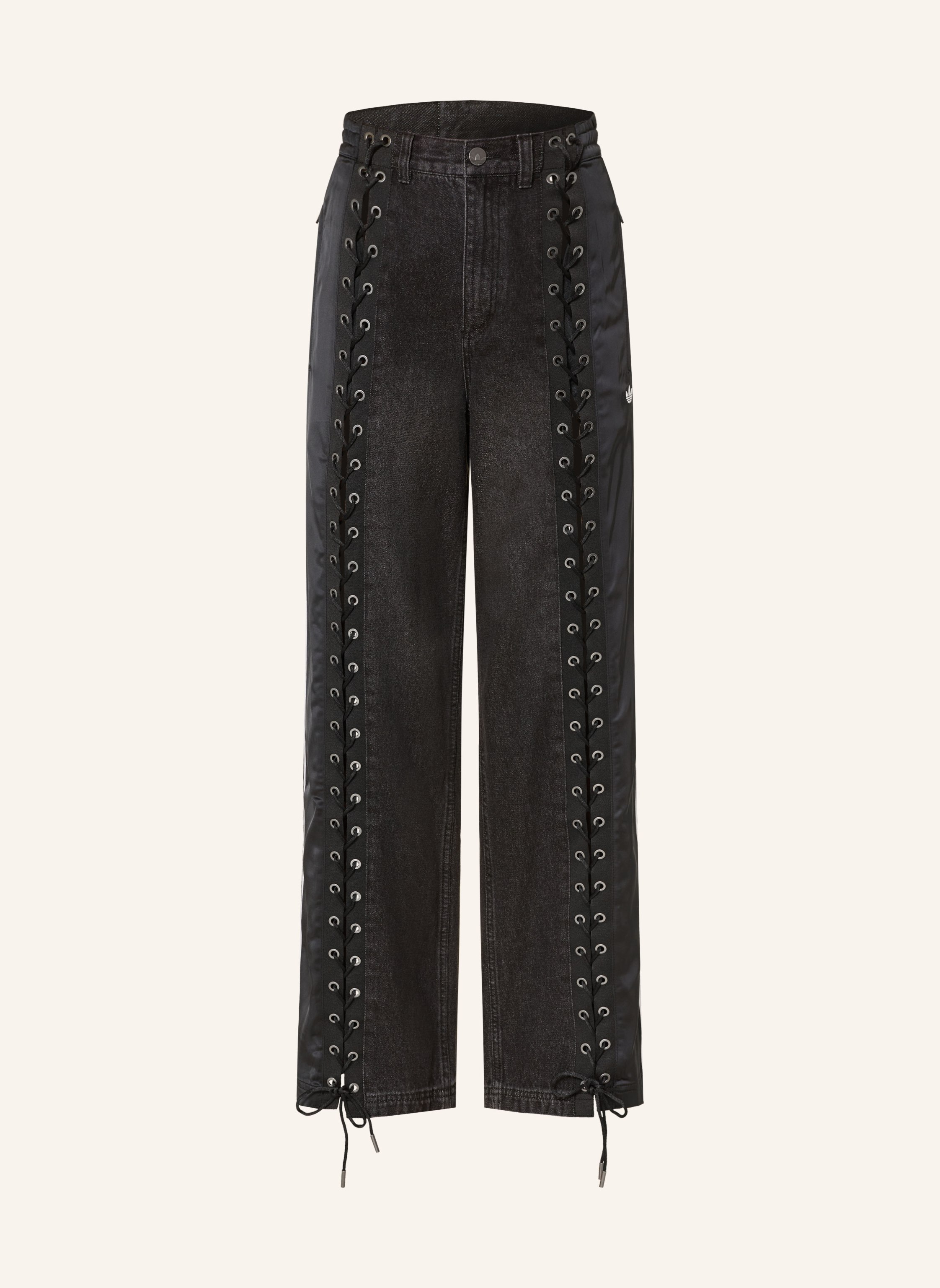 Adidas Originals Wide Leg Jeans Denim Firebird Im Materialmix schwarz