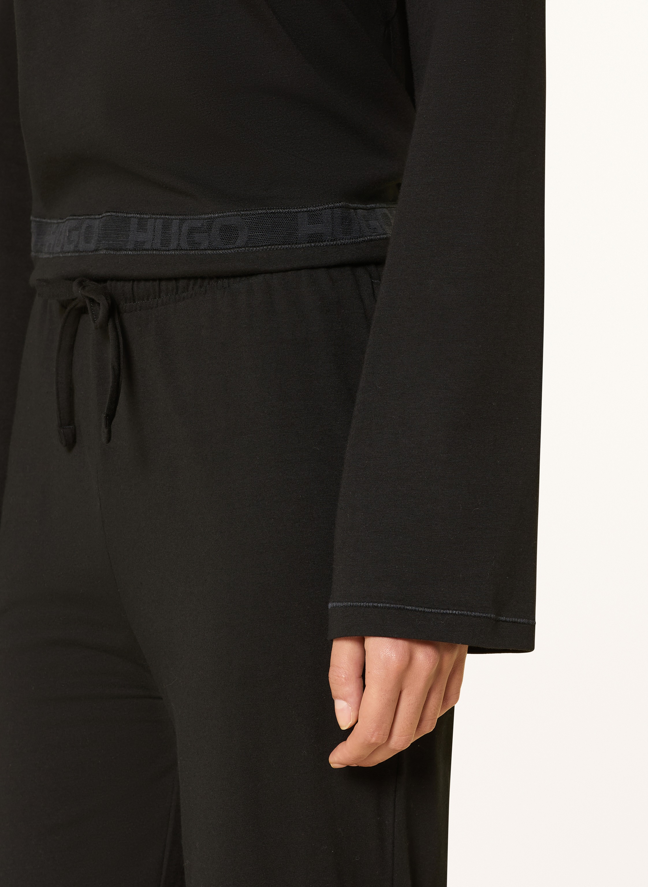 Thumbnail - Hugo Schlafanzug Mesh Logo schwarz