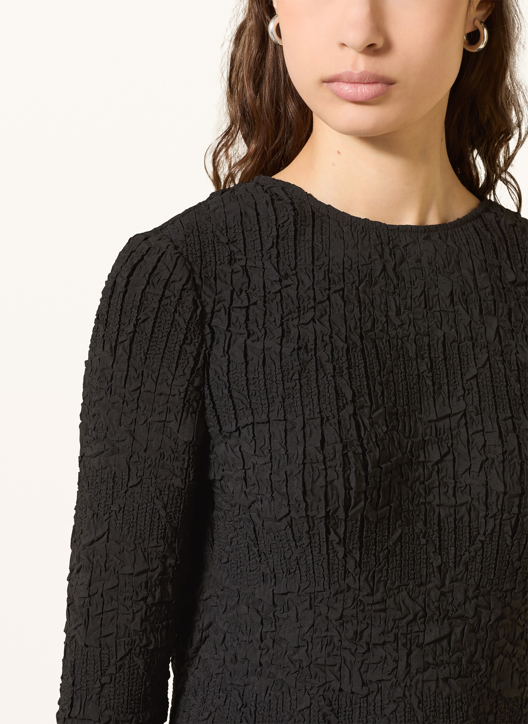 Thumbnail - Boss Blusenshirt Boppar Mit Plissees schwarz