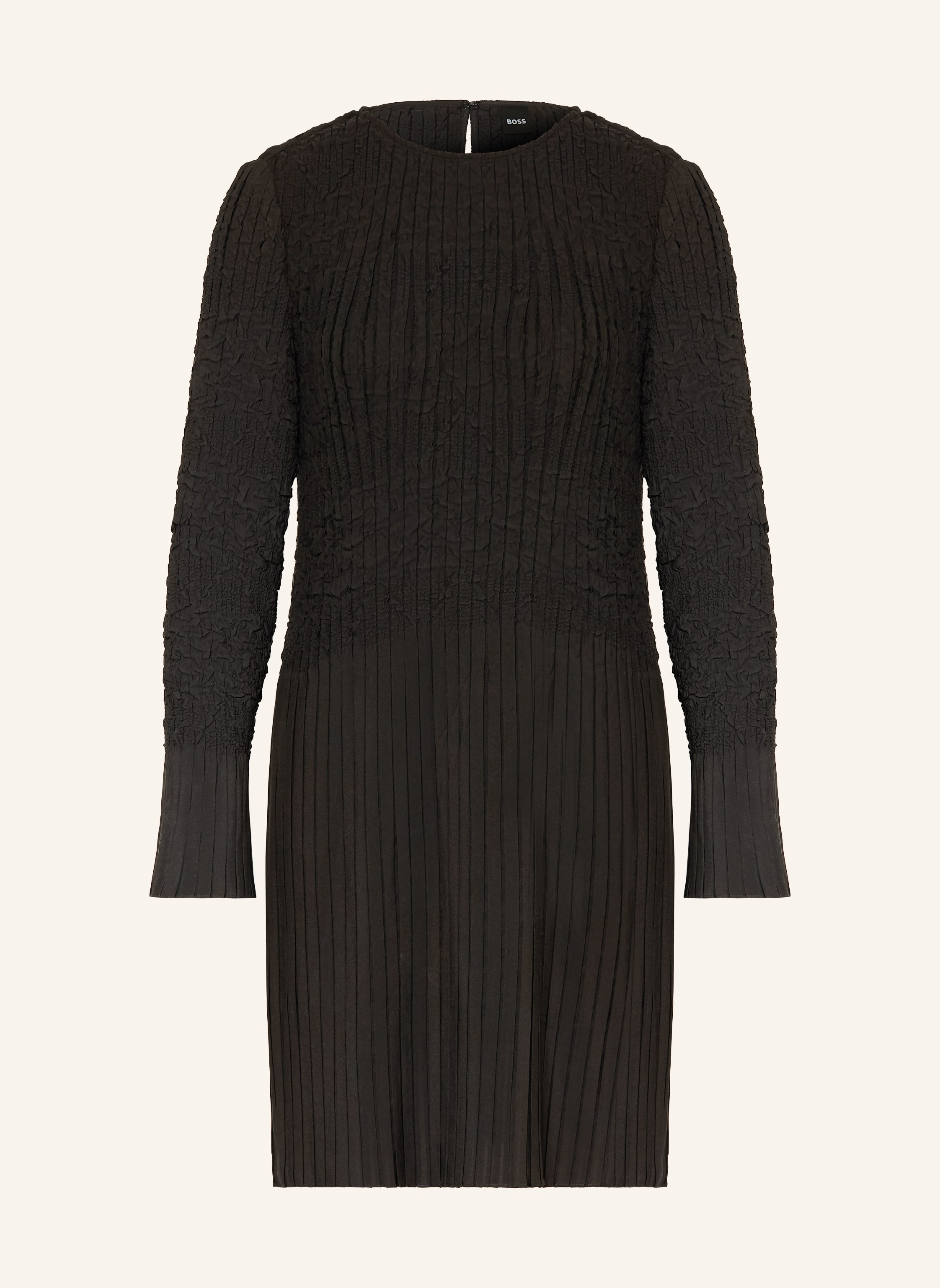 Boss Plisseekleid Doppar schwarz