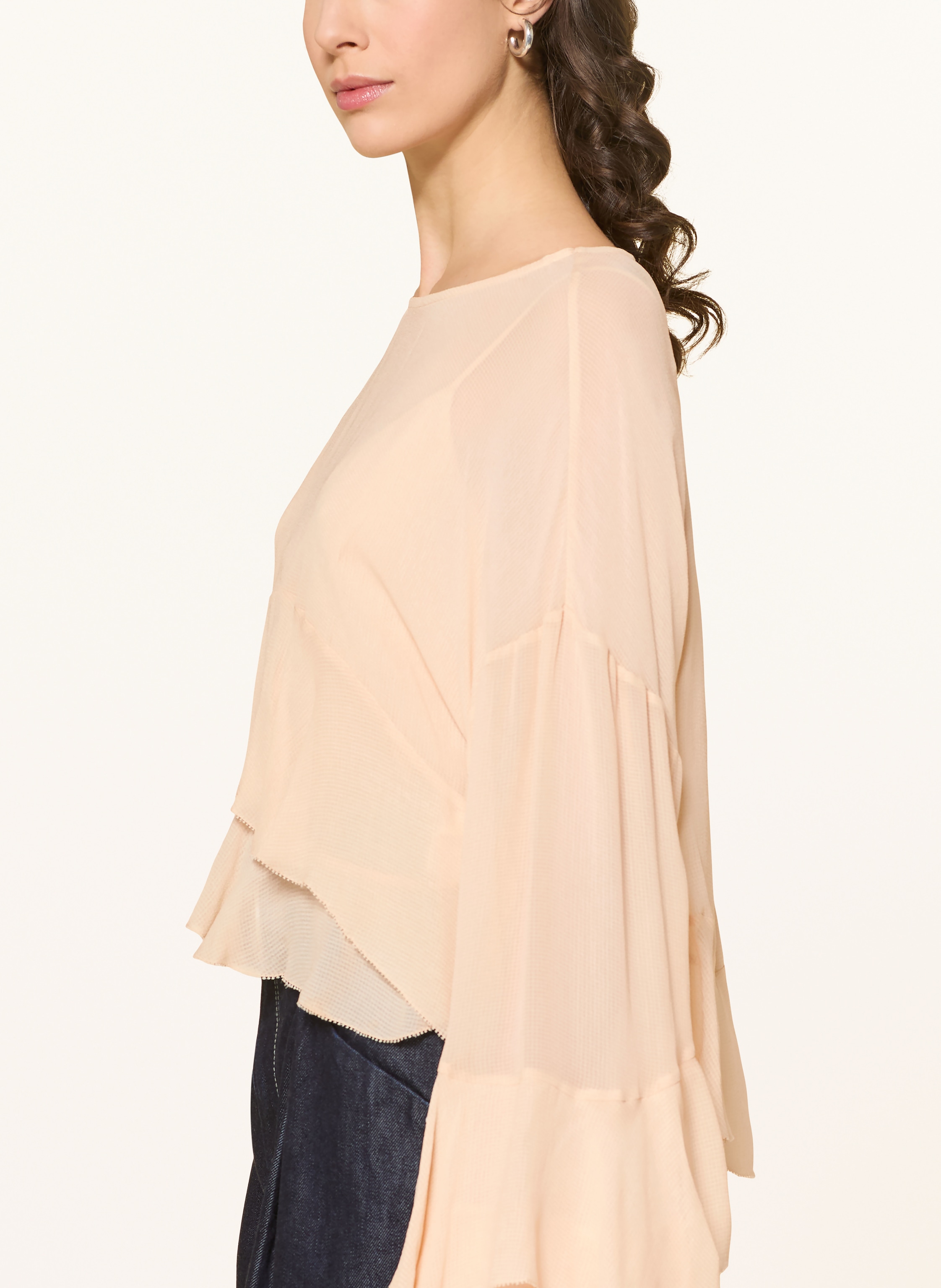 Thumbnail - Boss Blusenshirt Bleja Mit Volants beige