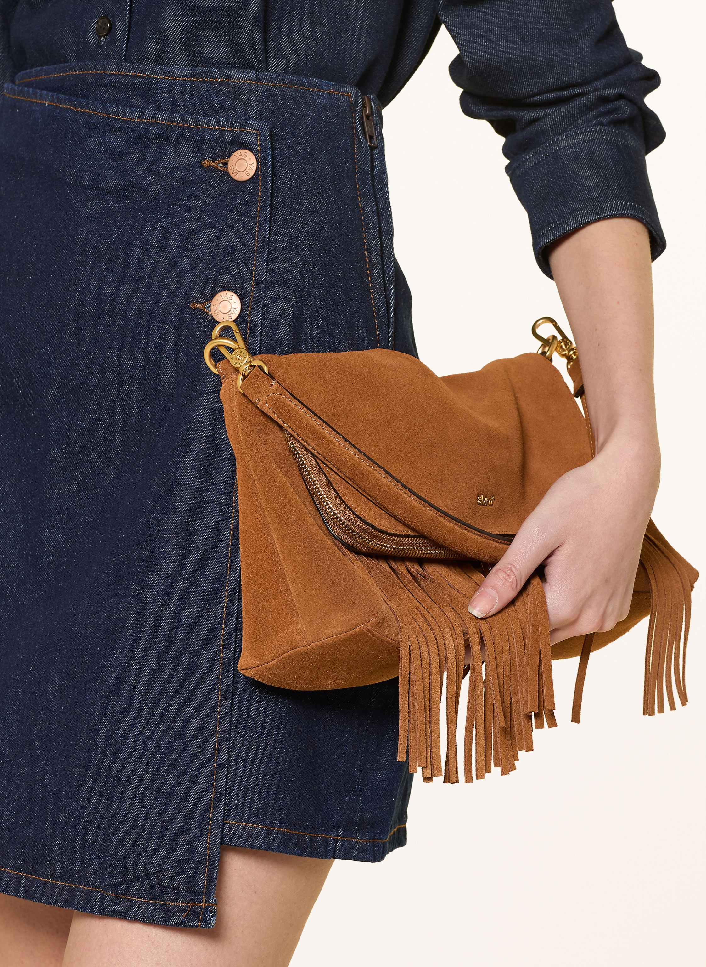 Thumbnail - Y.A.S. Jeansrock In Wickeloptik blau