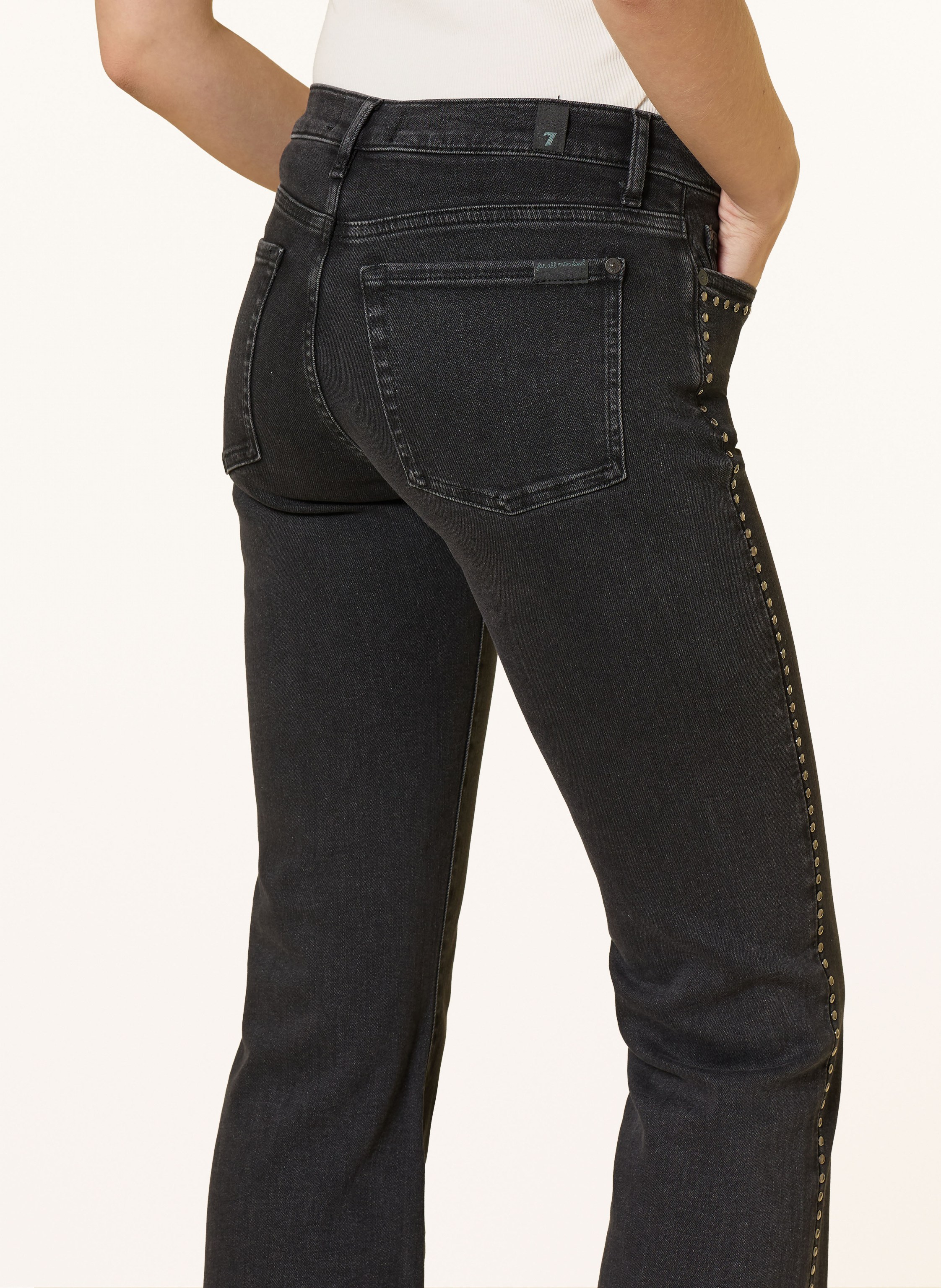 Thumbnail - 7 For All Mankind Bootcut Jeans Dojo Tailorless Mit Nieten grau