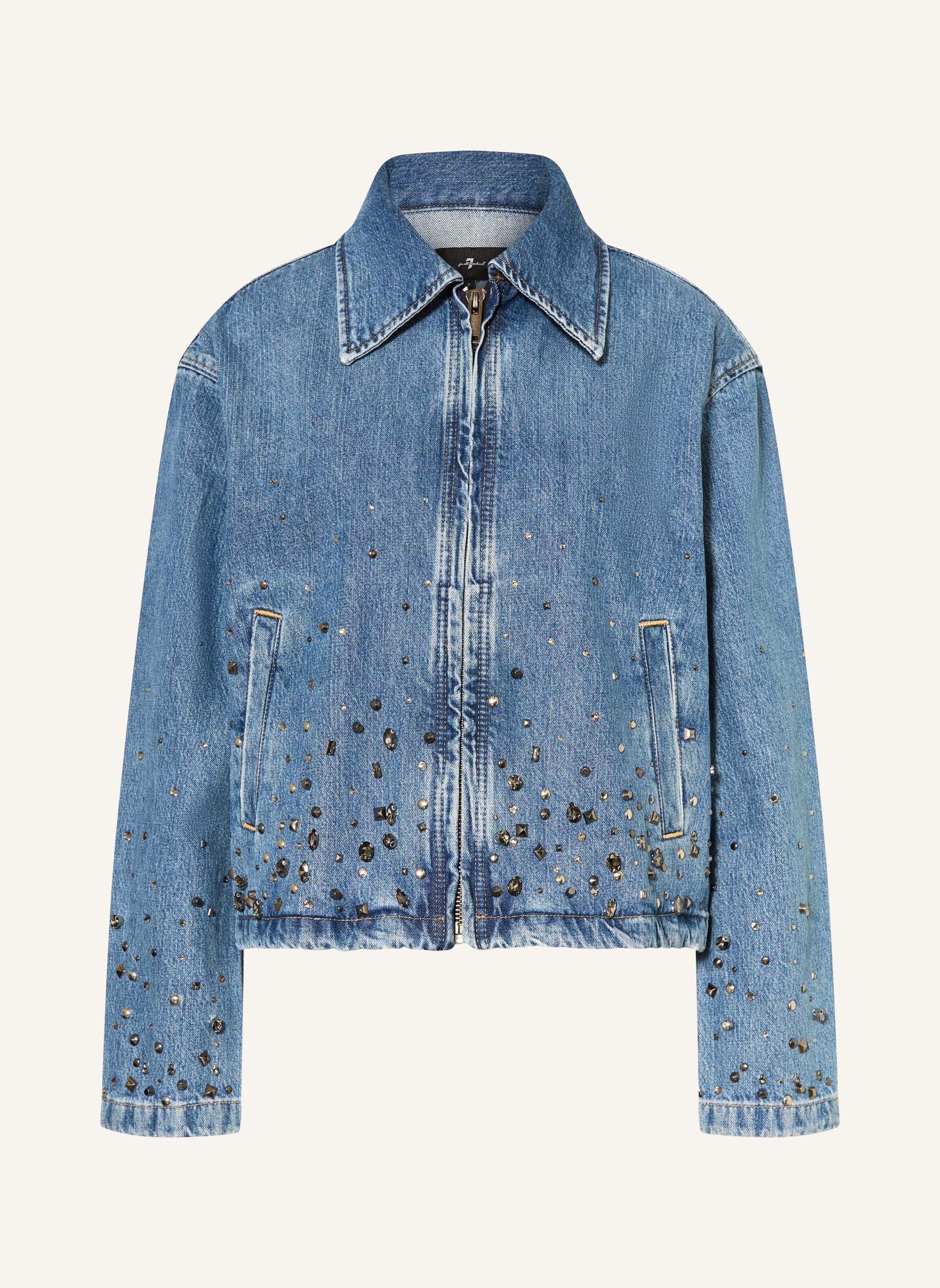 7 For All Mankind Jeansjacke Mit Nieten Und Schmucksteinen blau