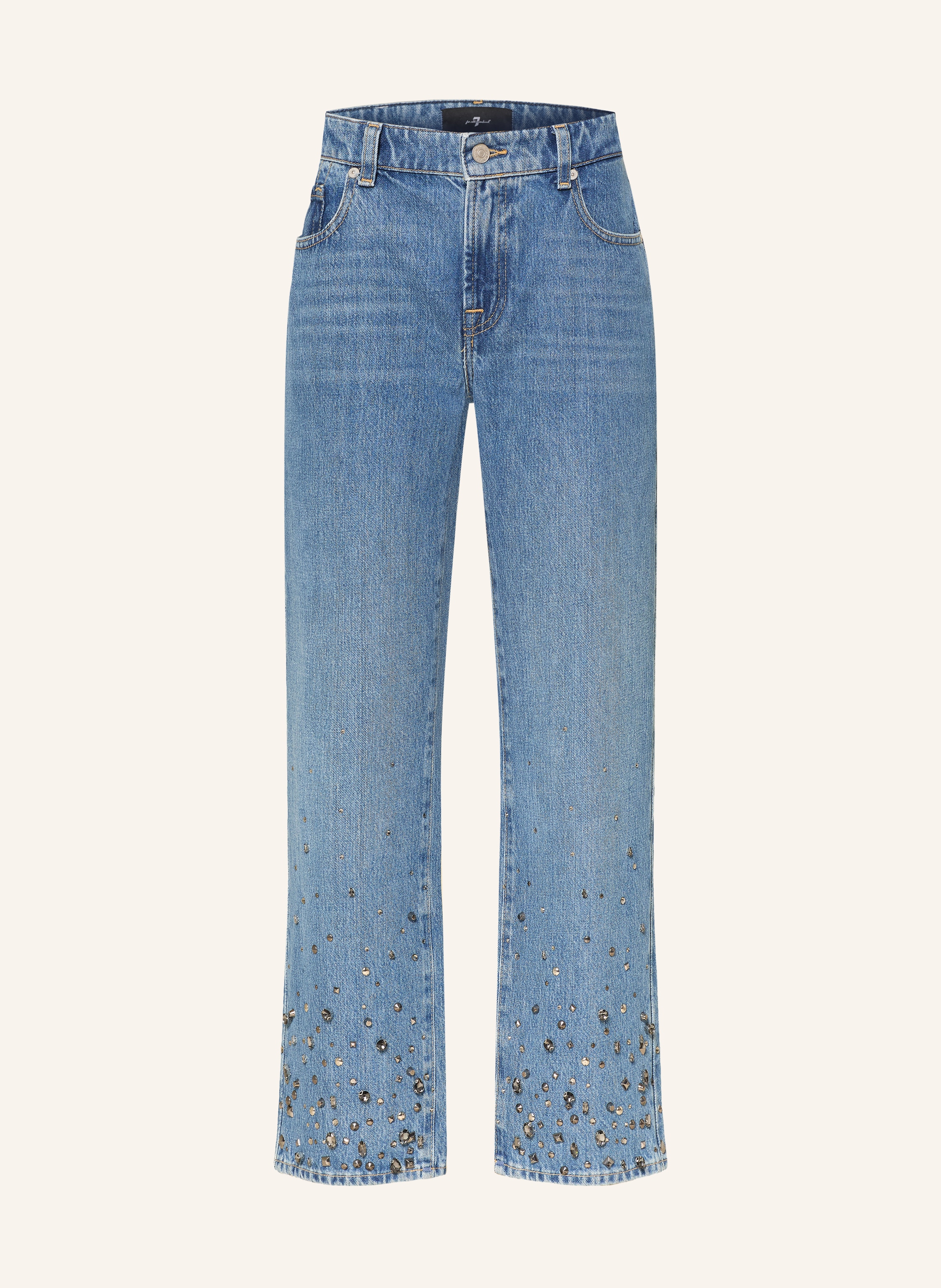 7 For All Mankind Straight Jeans Calie Mit Schmucksteinen blau