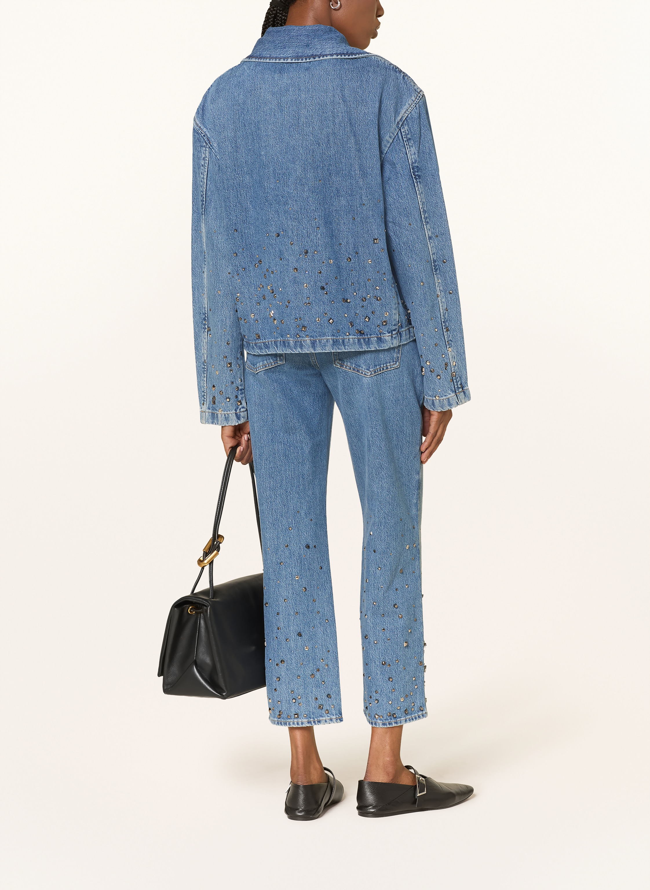 Thumbnail - 7 For All Mankind Straight Jeans Calie Mit Schmucksteinen blau