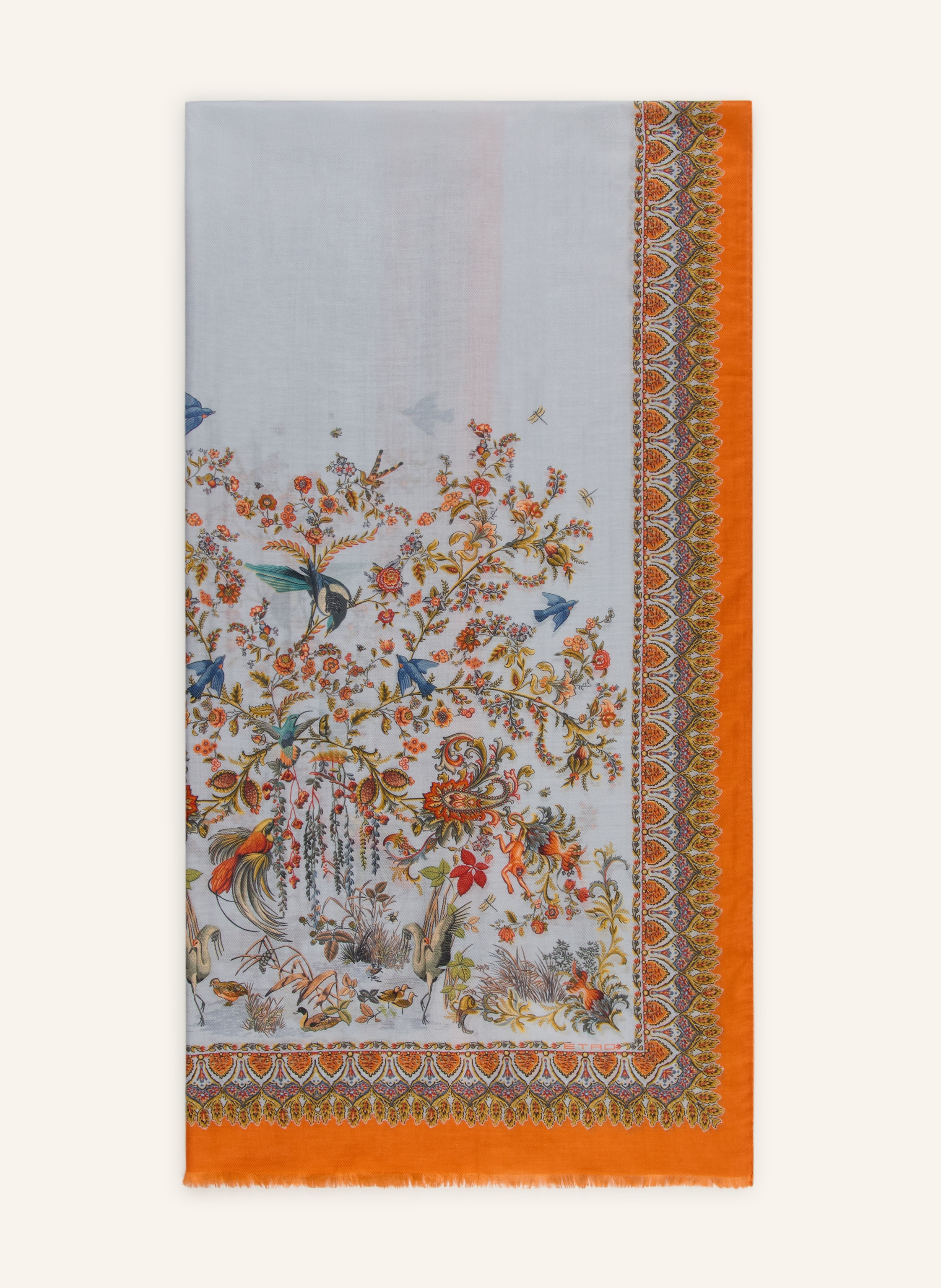 Etro Etro Schal Boheme Mit Seide orange in BLAUGRAU / ORANGE / GRÜN