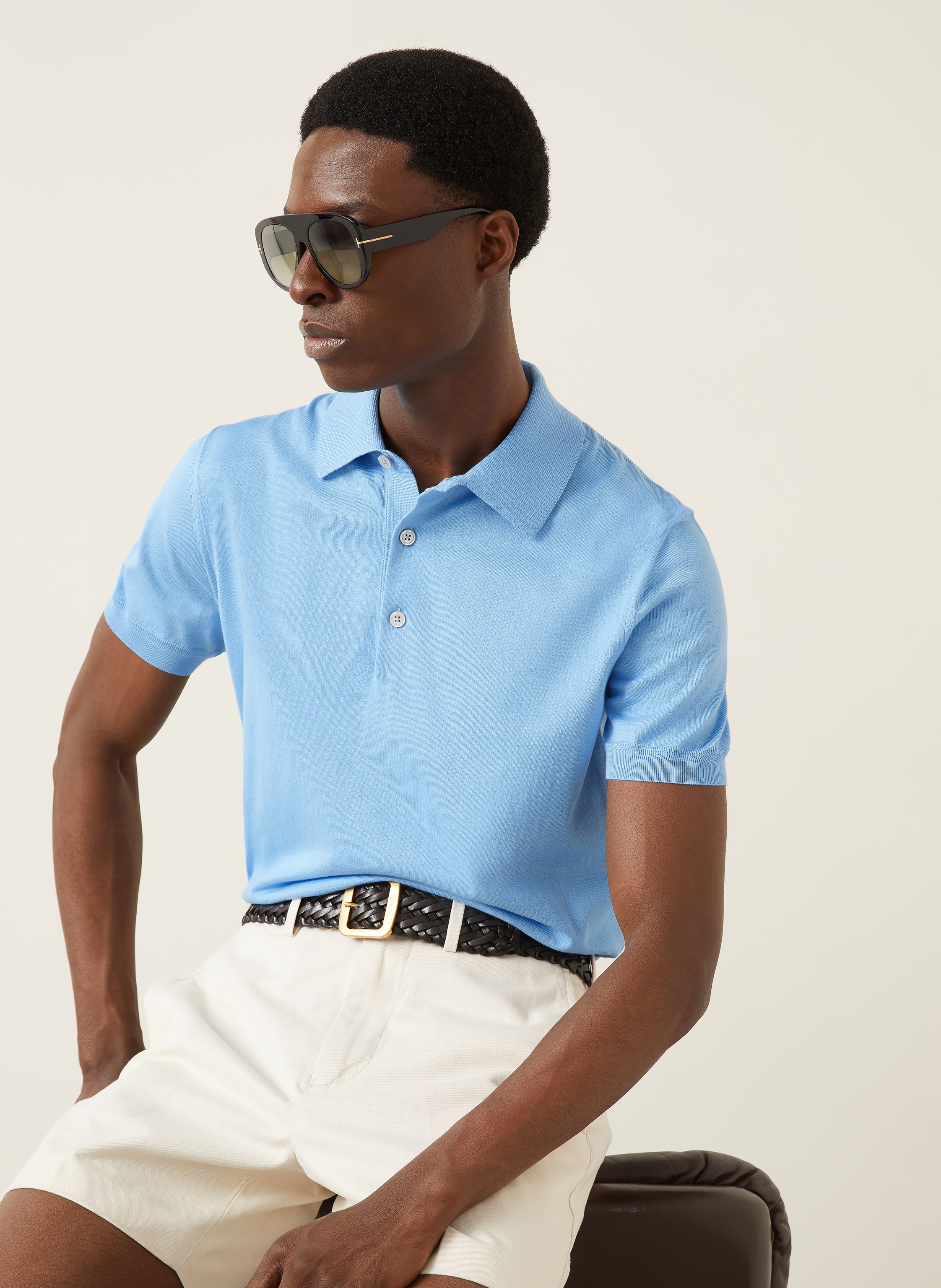 Thumbnail - Tom Ford Strick-Poloshirt blau