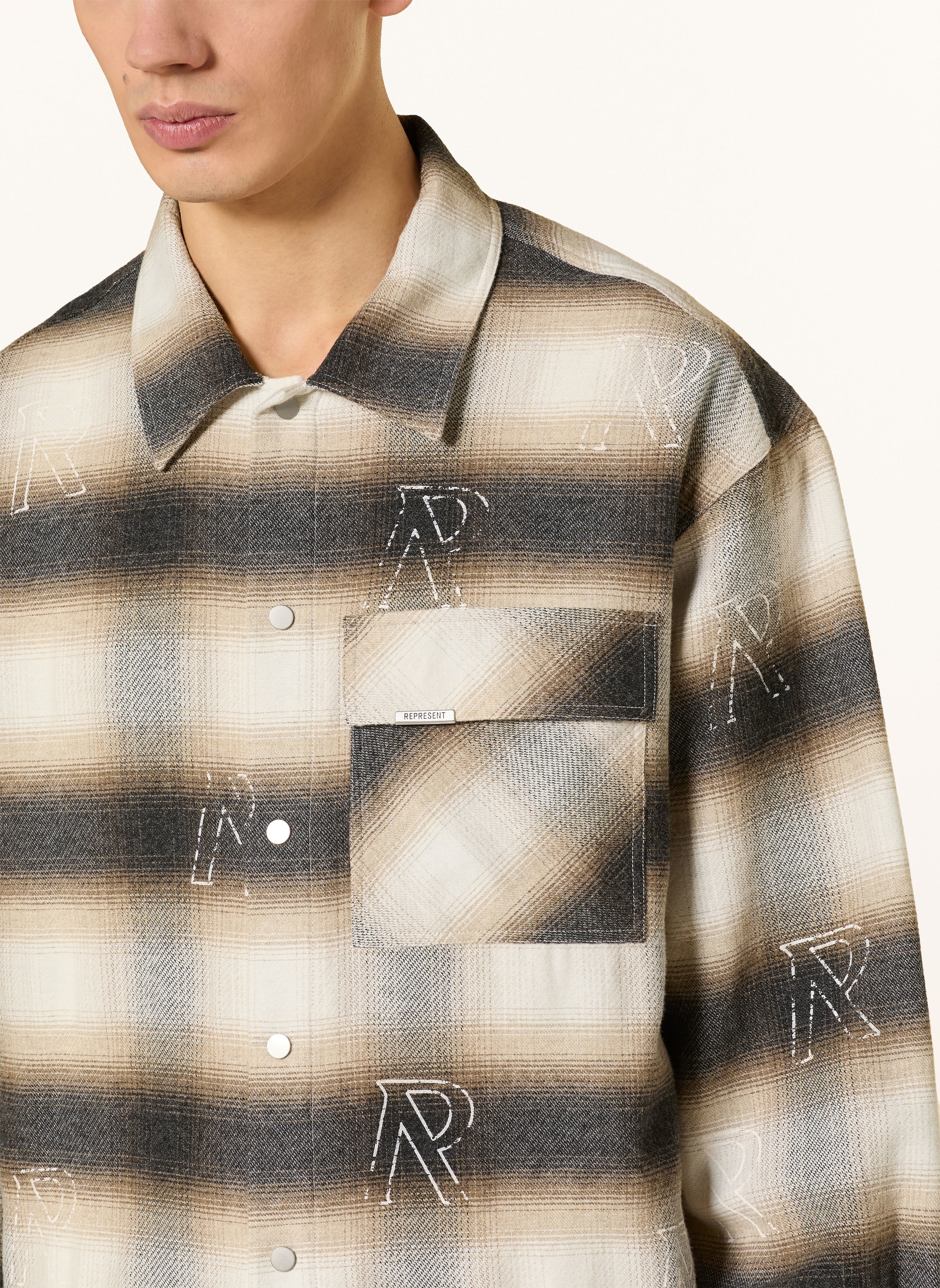 Thumbnail - Represent Flanellhemd Comfort Fit beige