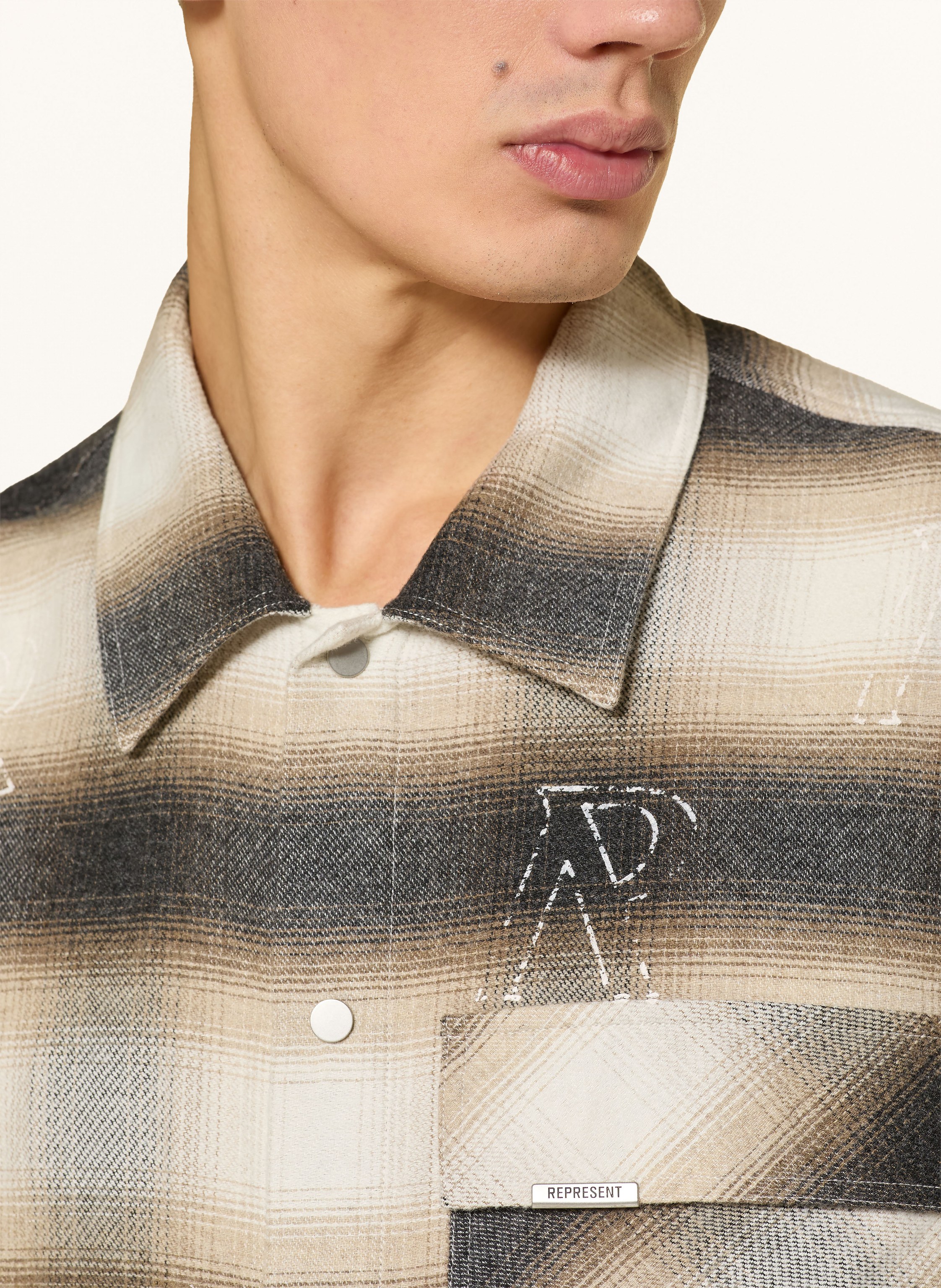 Thumbnail - Represent Flanellhemd Comfort Fit beige