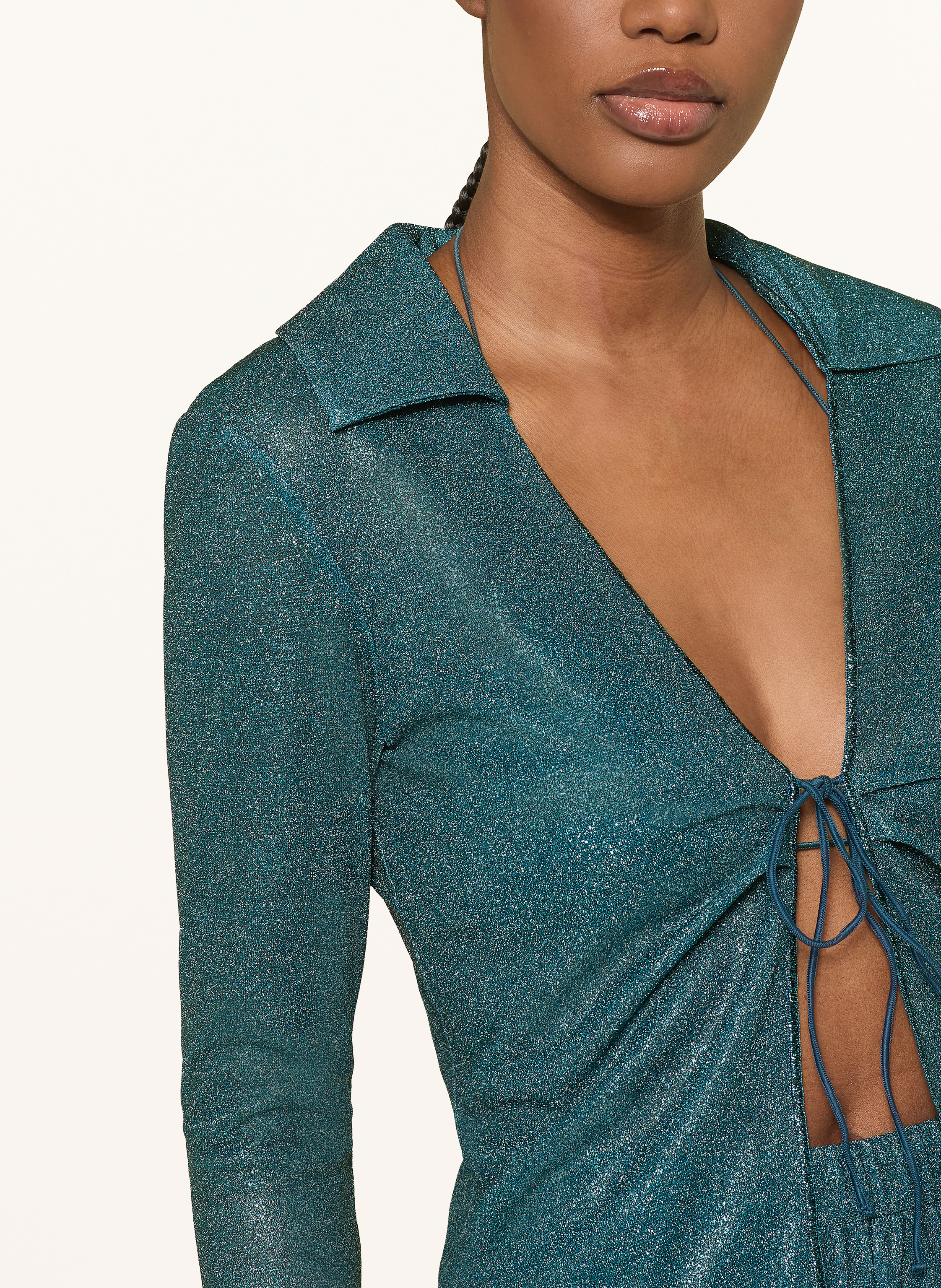 Thumbnail - Oséree Bluse Lumière Mit Glitzergarn blau