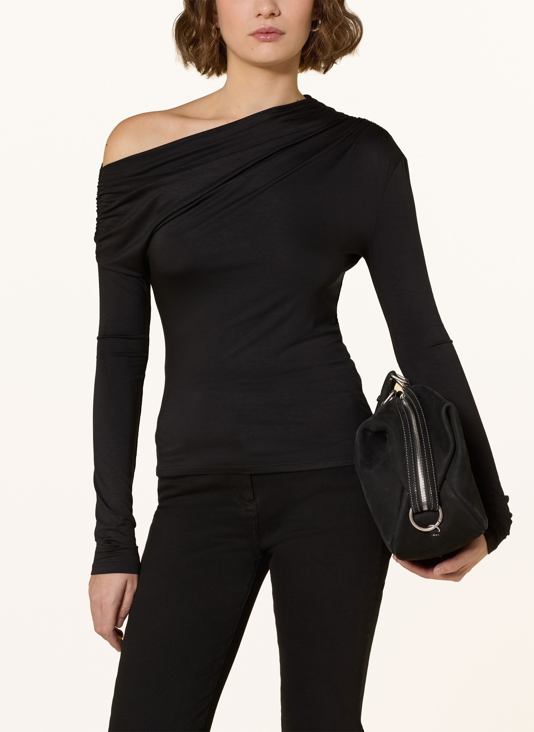 Thumbnail - Patrizia Pepe One-Shoulder-Shirt Maglia schwarz