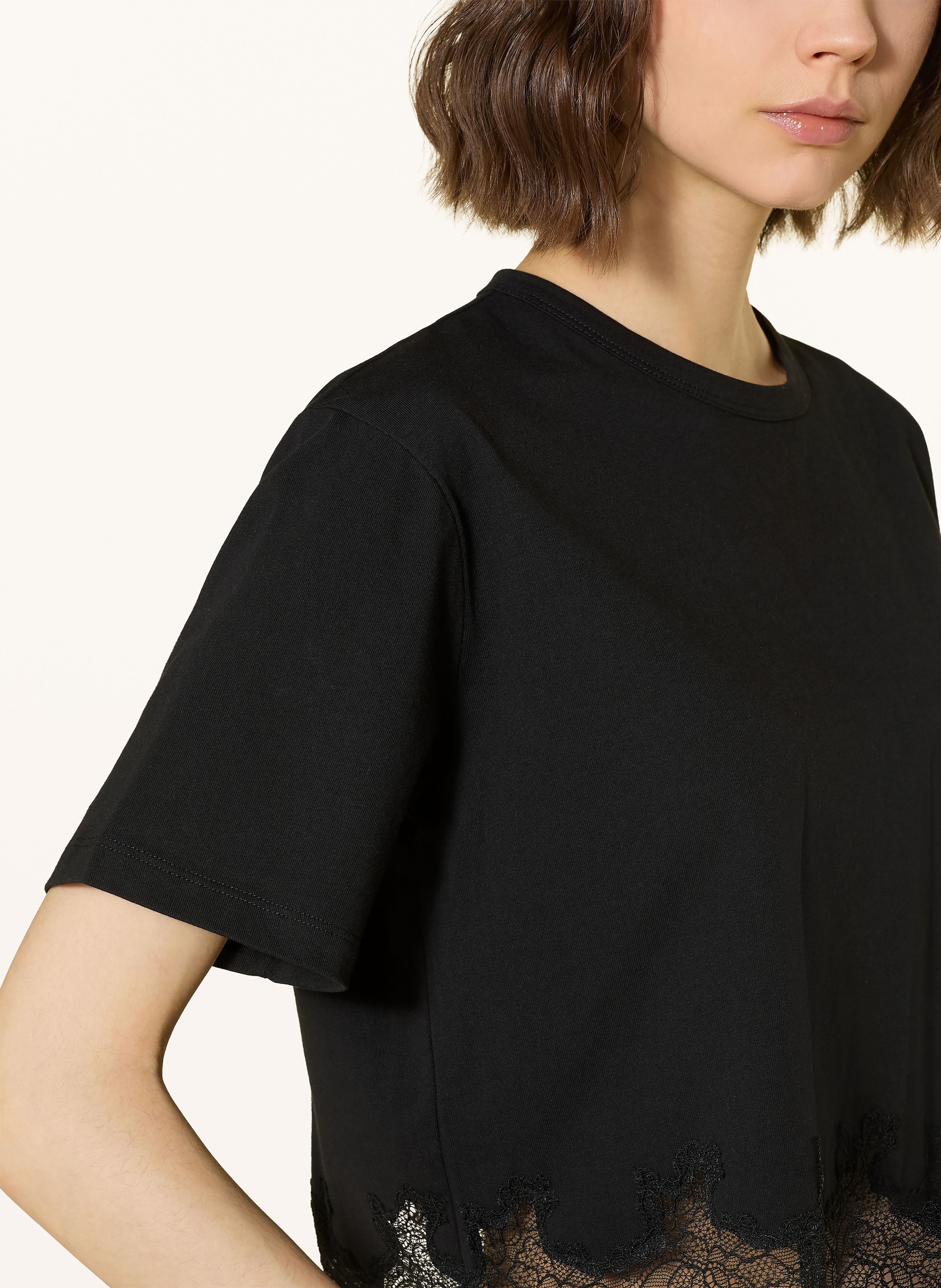 Thumbnail - Patrizia Pepe T-Shirt Mit Spitze schwarz