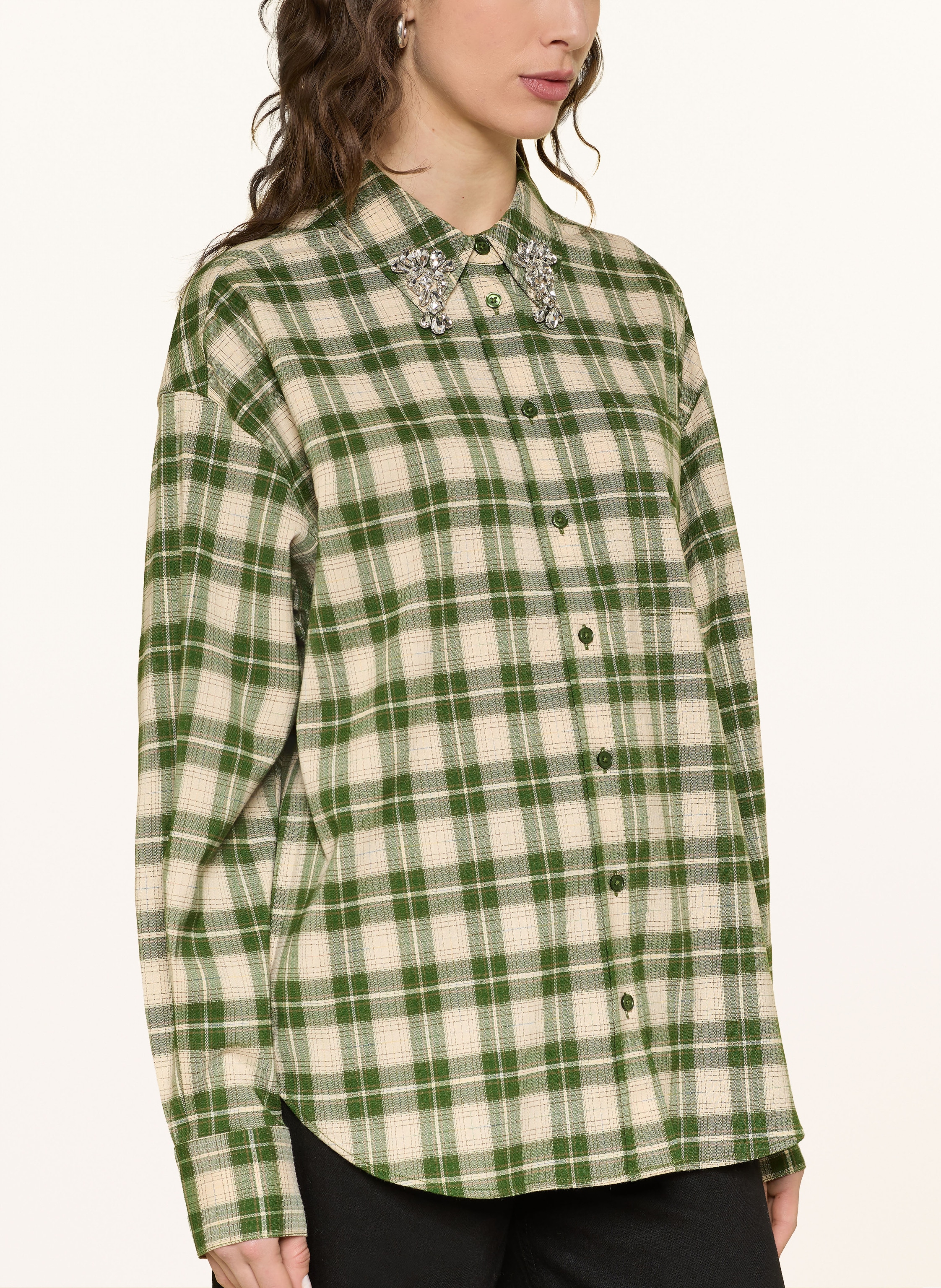 Thumbnail - Essentiel Antwerp Hemdbluse Juices Mit Schmucksteinen gruen