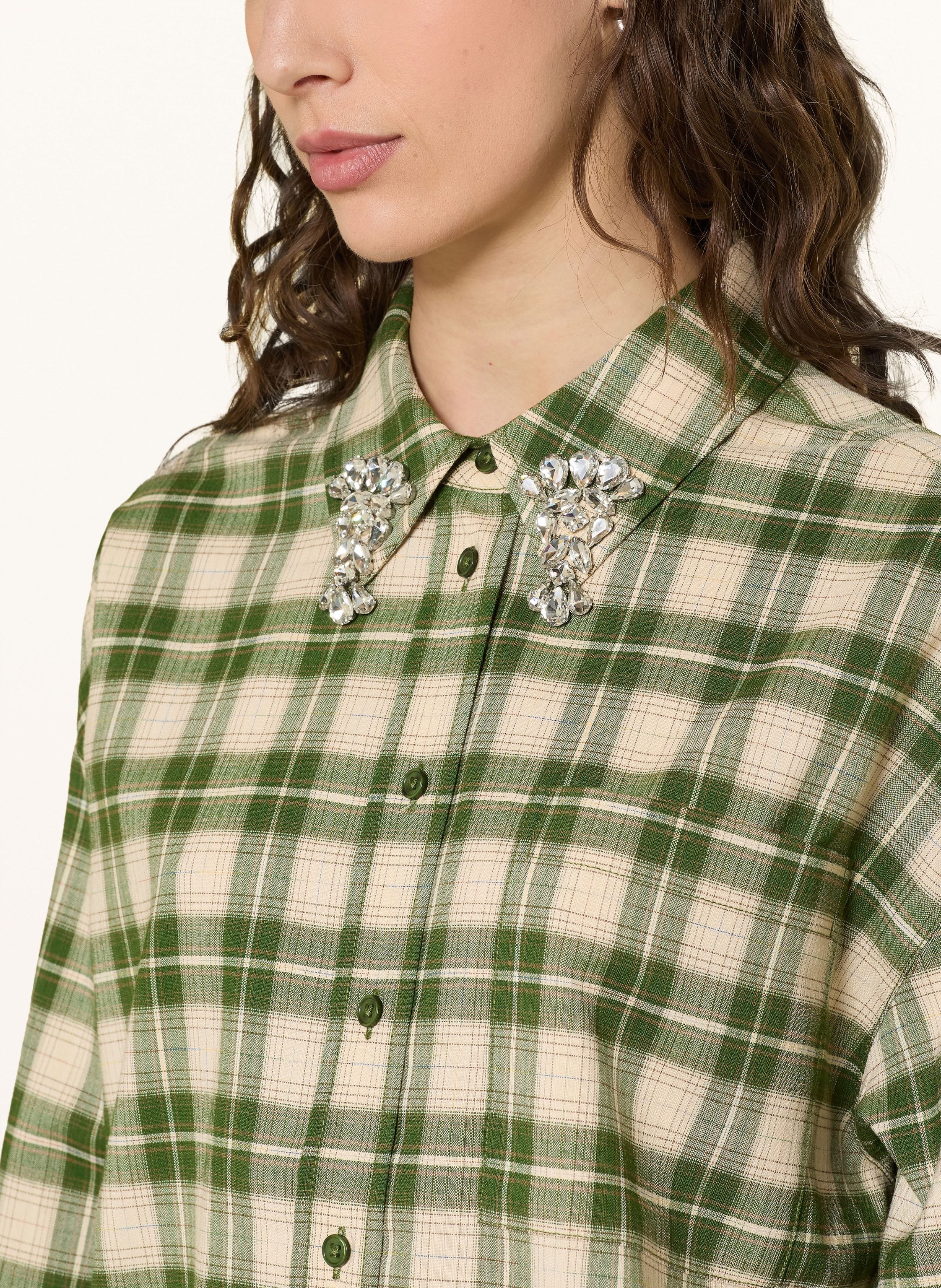 Thumbnail - Essentiel Antwerp Hemdbluse Juices Mit Schmucksteinen gruen