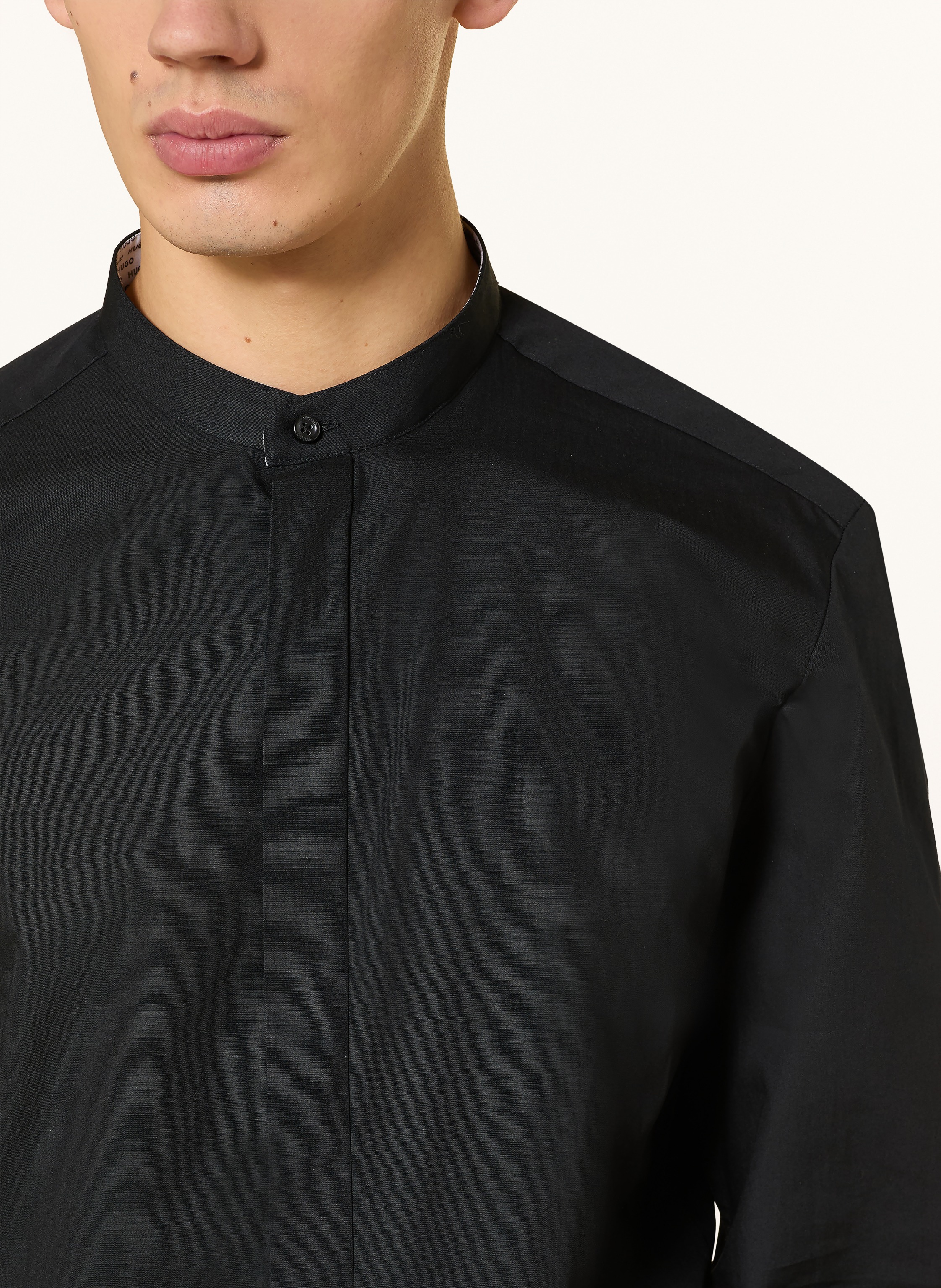 Thumbnail - Hugo Hemd Kaleb Slim Fit Mit Stehkragen schwarz