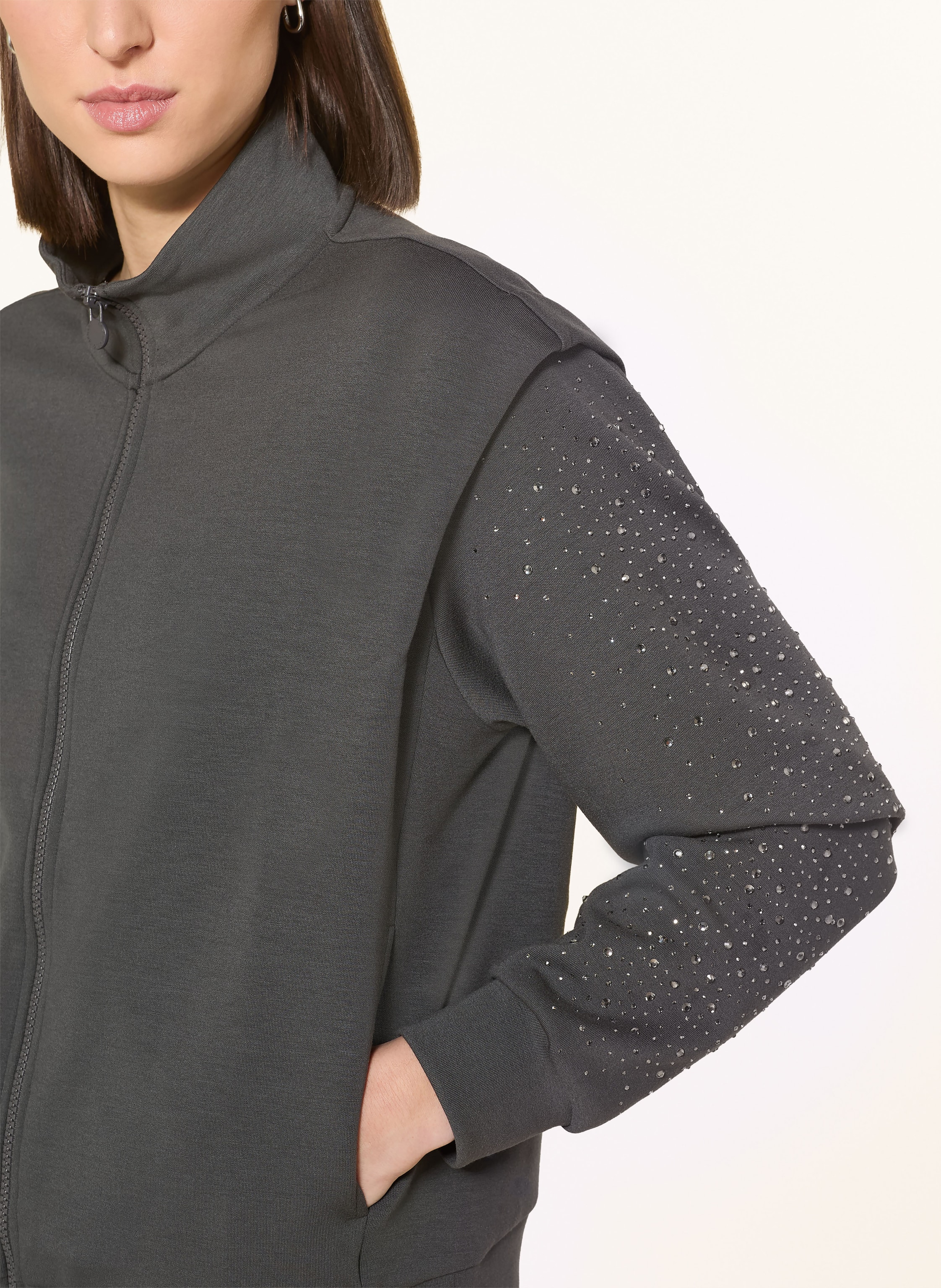 Thumbnail - ea7 Emporio Armani Sweatjacke Train Precious Mit Schmucksteinen grau