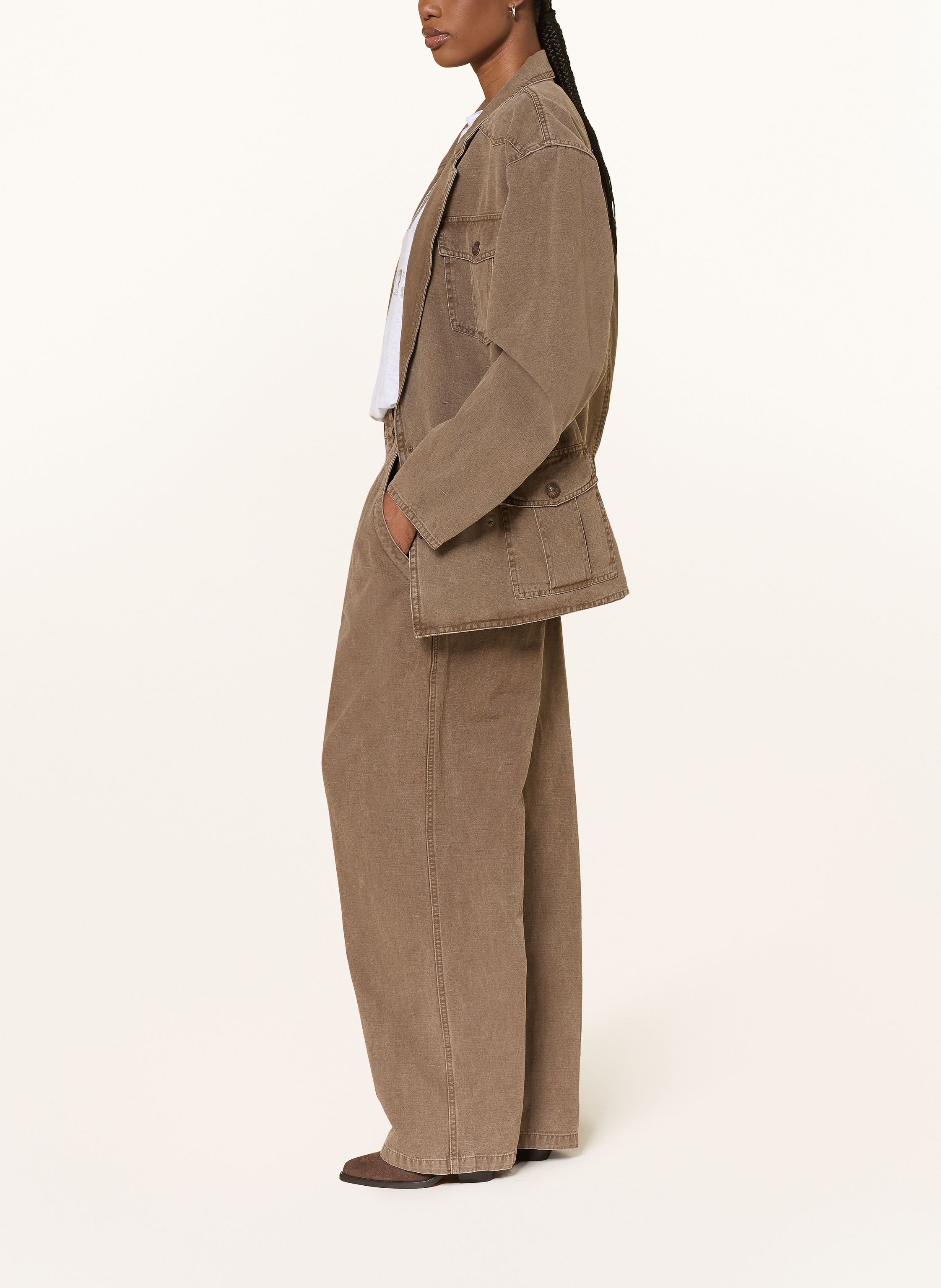 Thumbnail - Marant Étoile Wide Leg Jeans Nadine beige