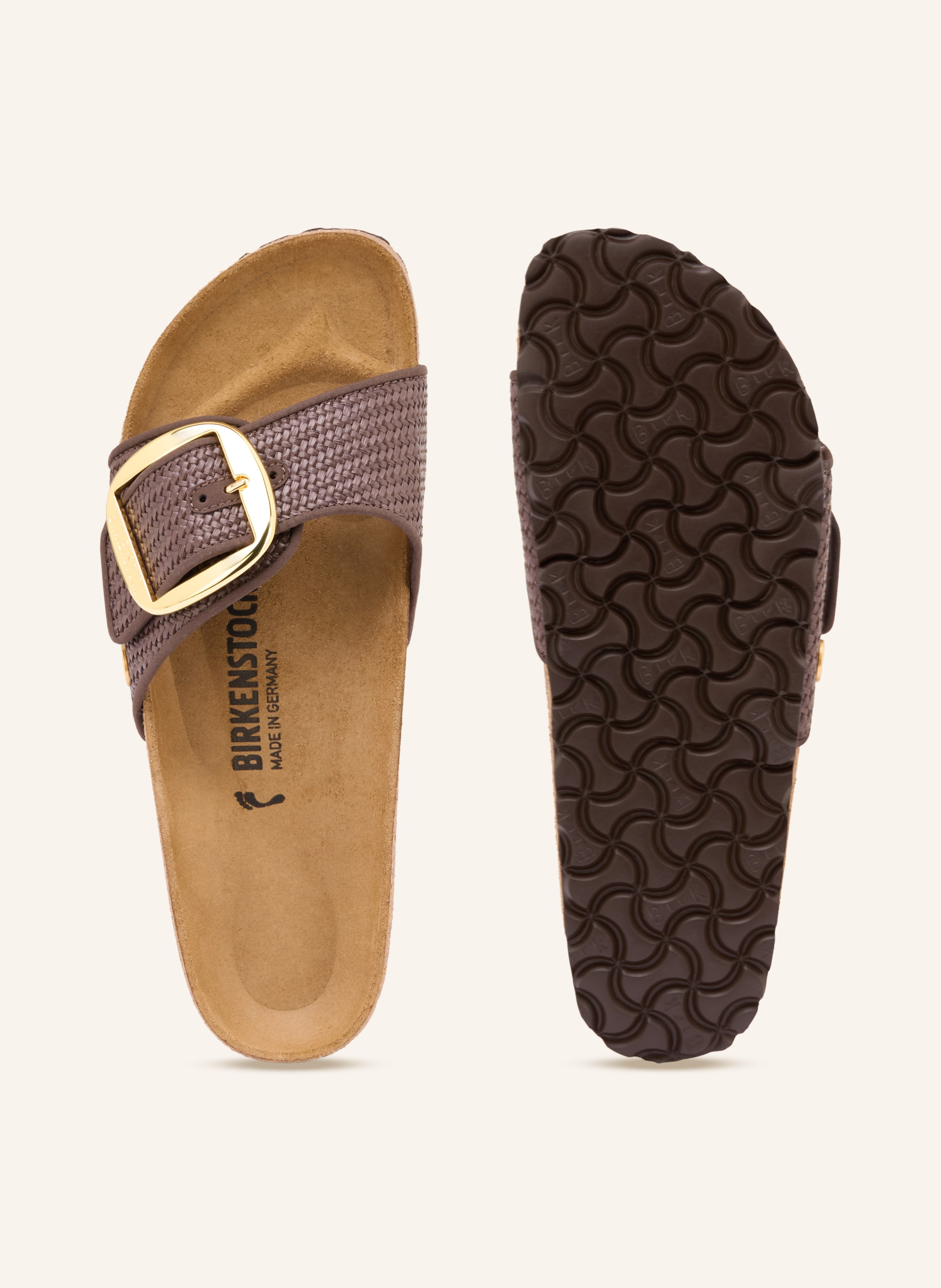 Thumbnail - Birkenstock Pantoletten Madrid Big Buckle Raffia braun