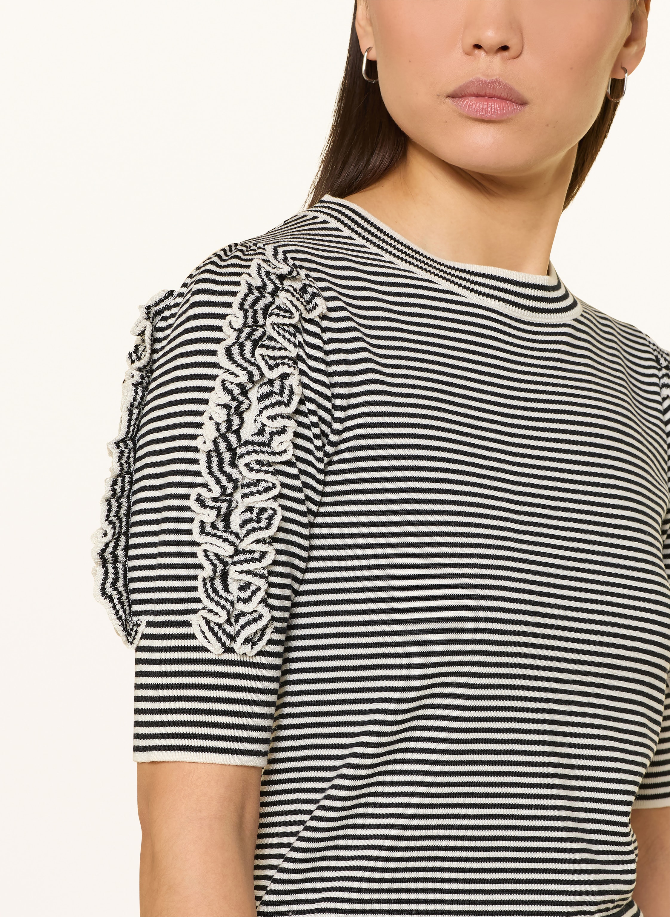 Thumbnail - Marella Strickshirt Mlsrefolo Mit Rüschen Und 3/4-Arm blau