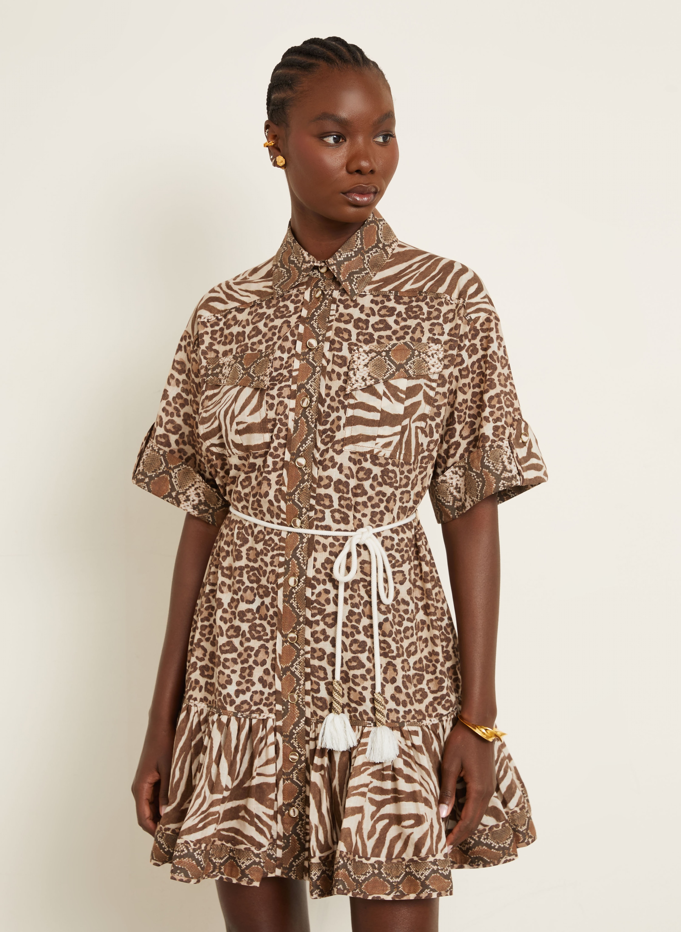 Thumbnail - Zimmermann Hemdblusenkleid Wanderlust braun