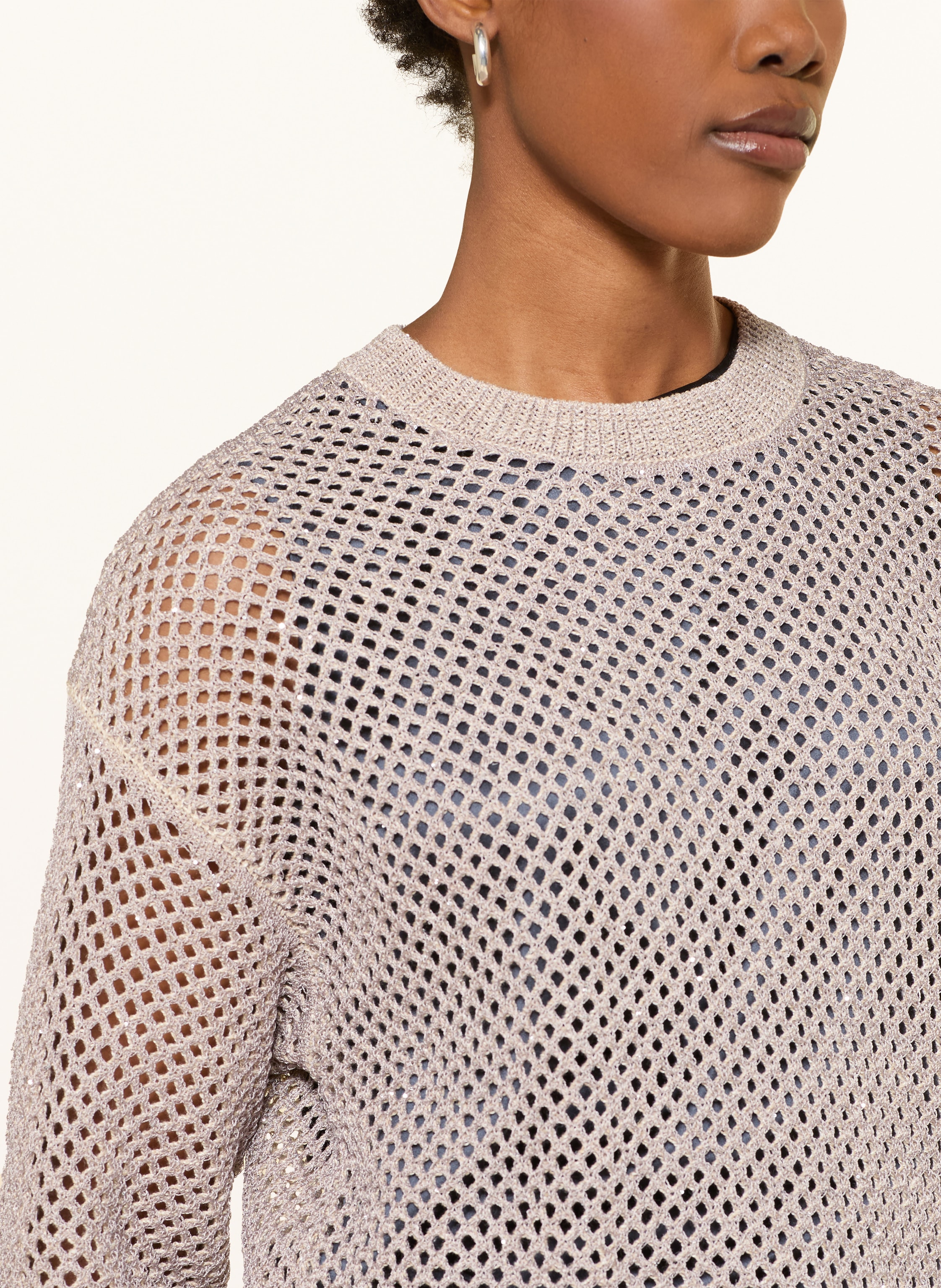 Thumbnail - Peserico Pullover Mit Leinen Und Schmucksteinen beige