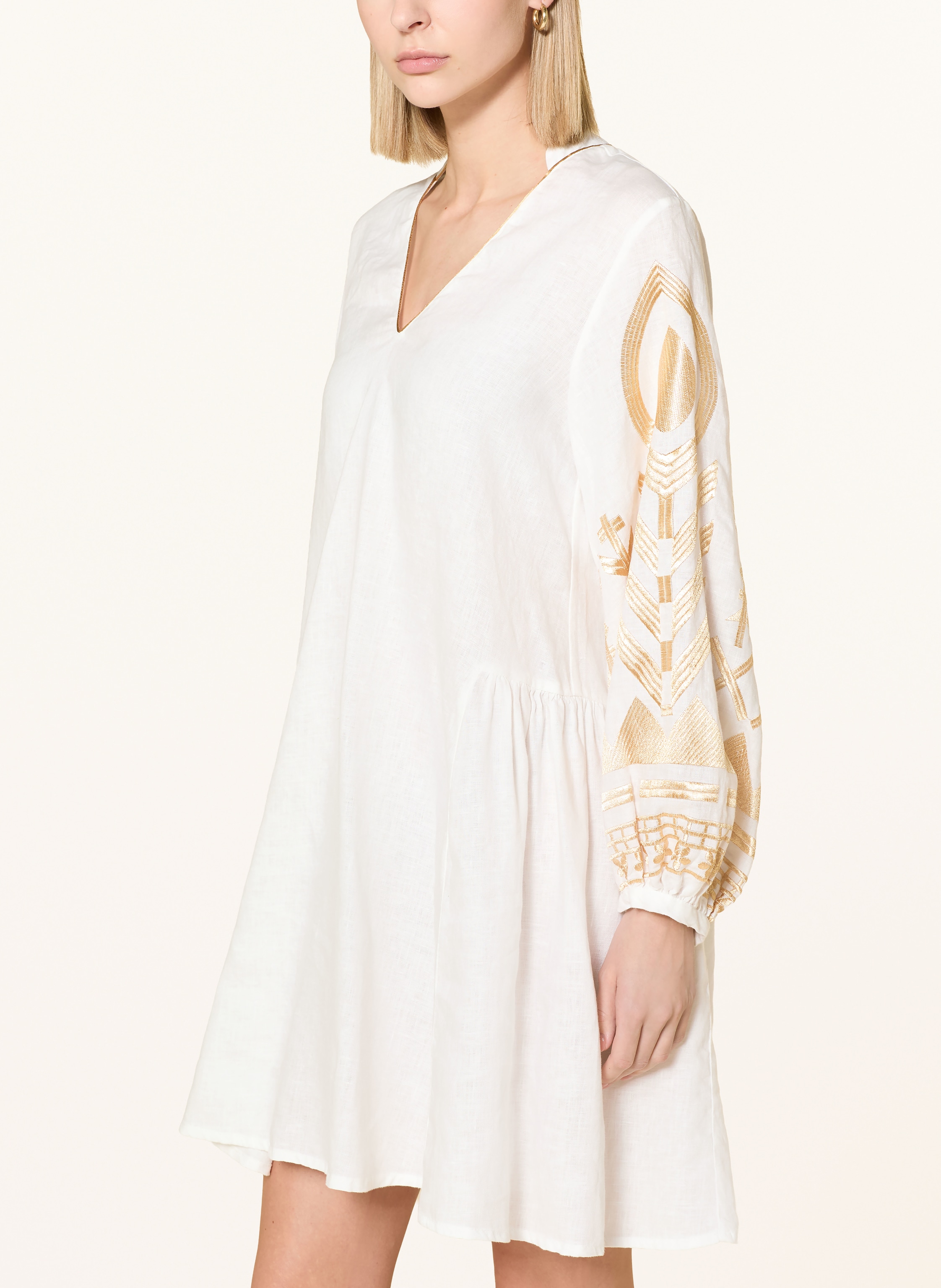 Thumbnail - Greek Archaic Kori Strandkleid Feather Aus Leinen weiss