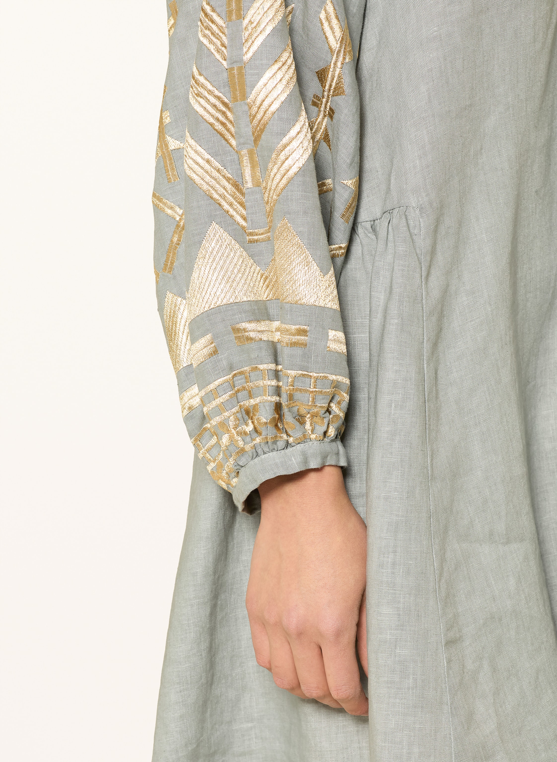 Thumbnail - Greek Archaic Kori Strandkleid Feather Aus Leinen grau