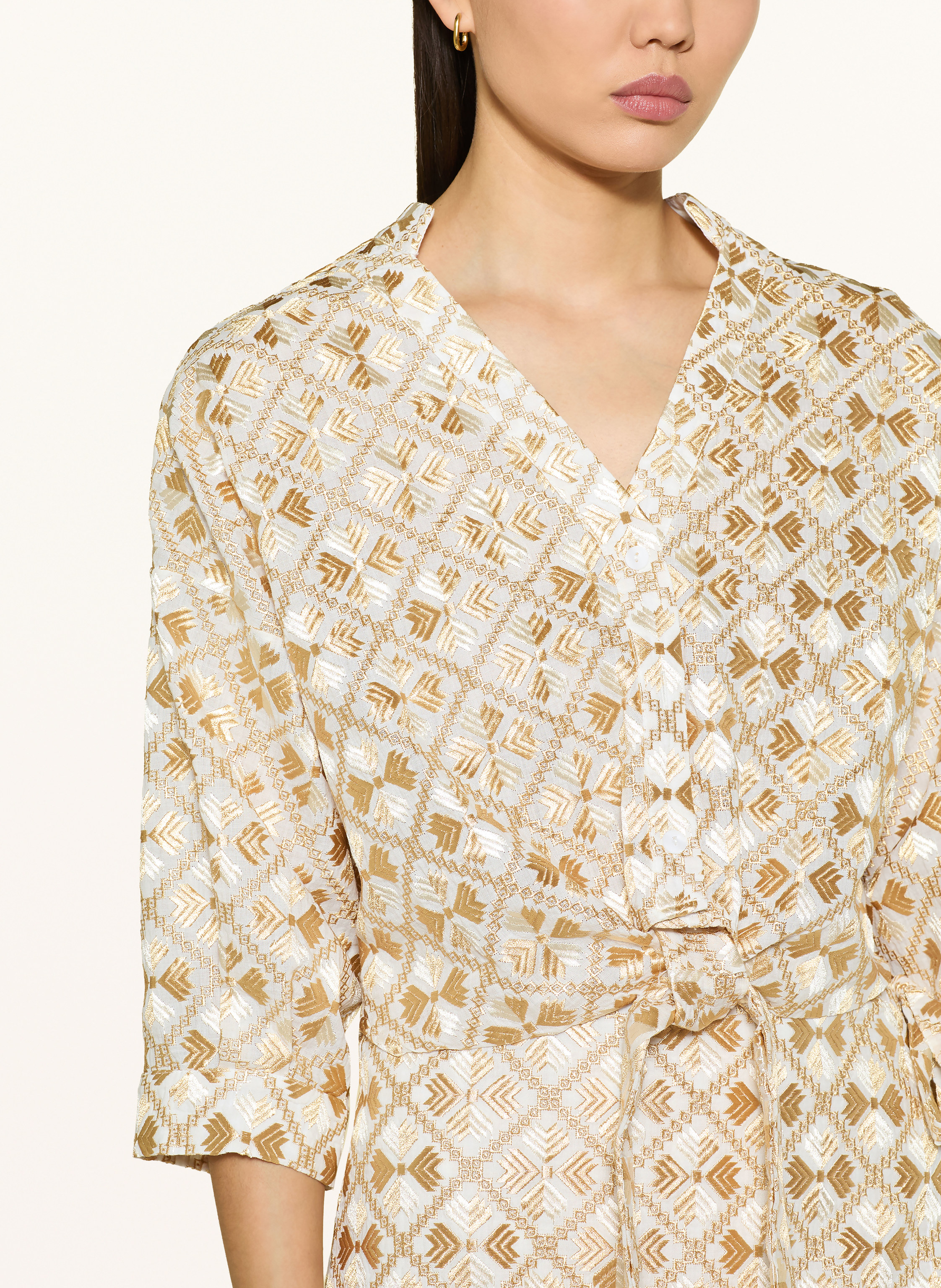 Thumbnail - Greek Archaic Kori Bluse Flakes Mit 3/4-Arm weiss