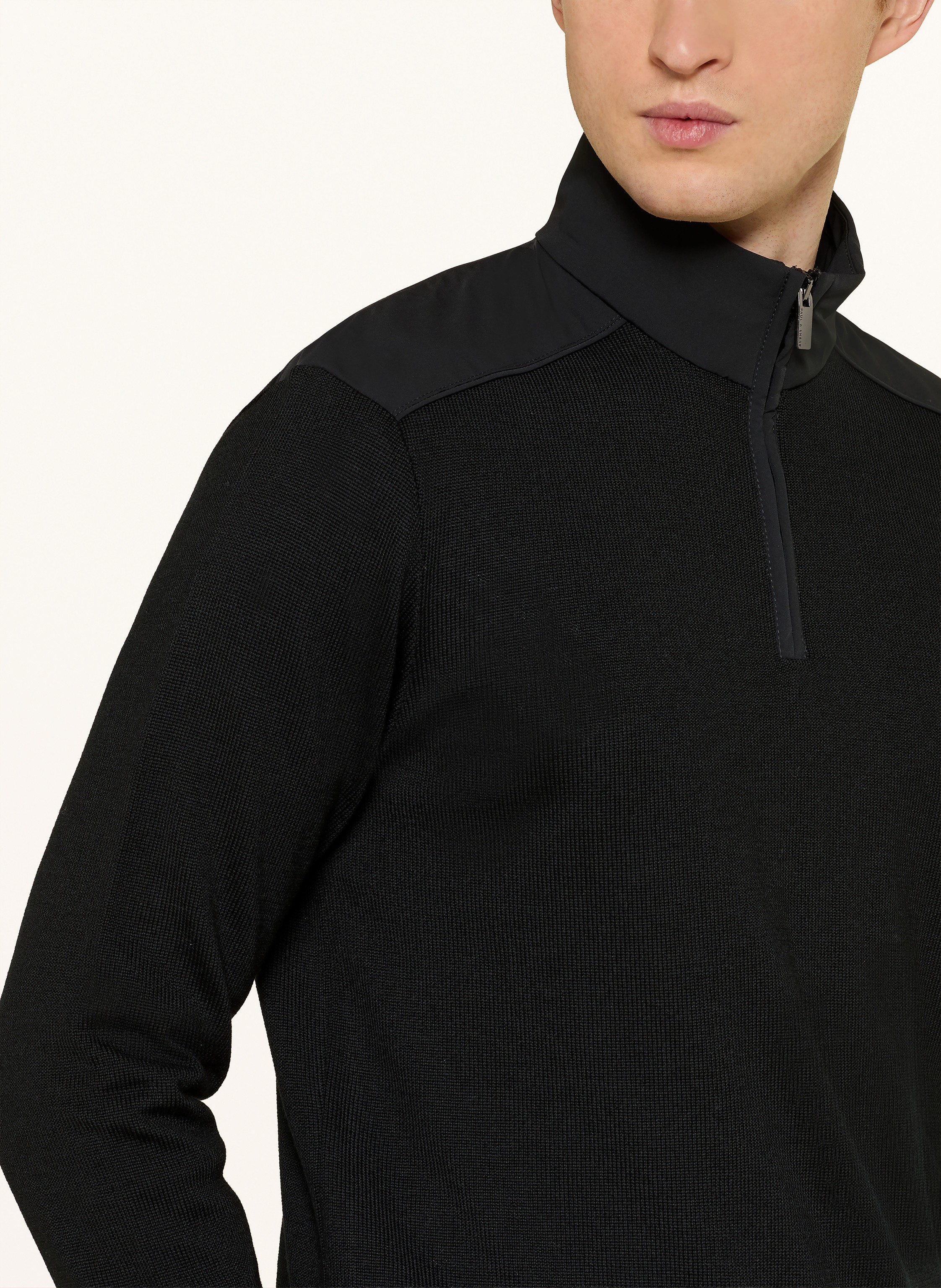 Thumbnail - Paul & Shark Troyer Im Materialmix schwarz