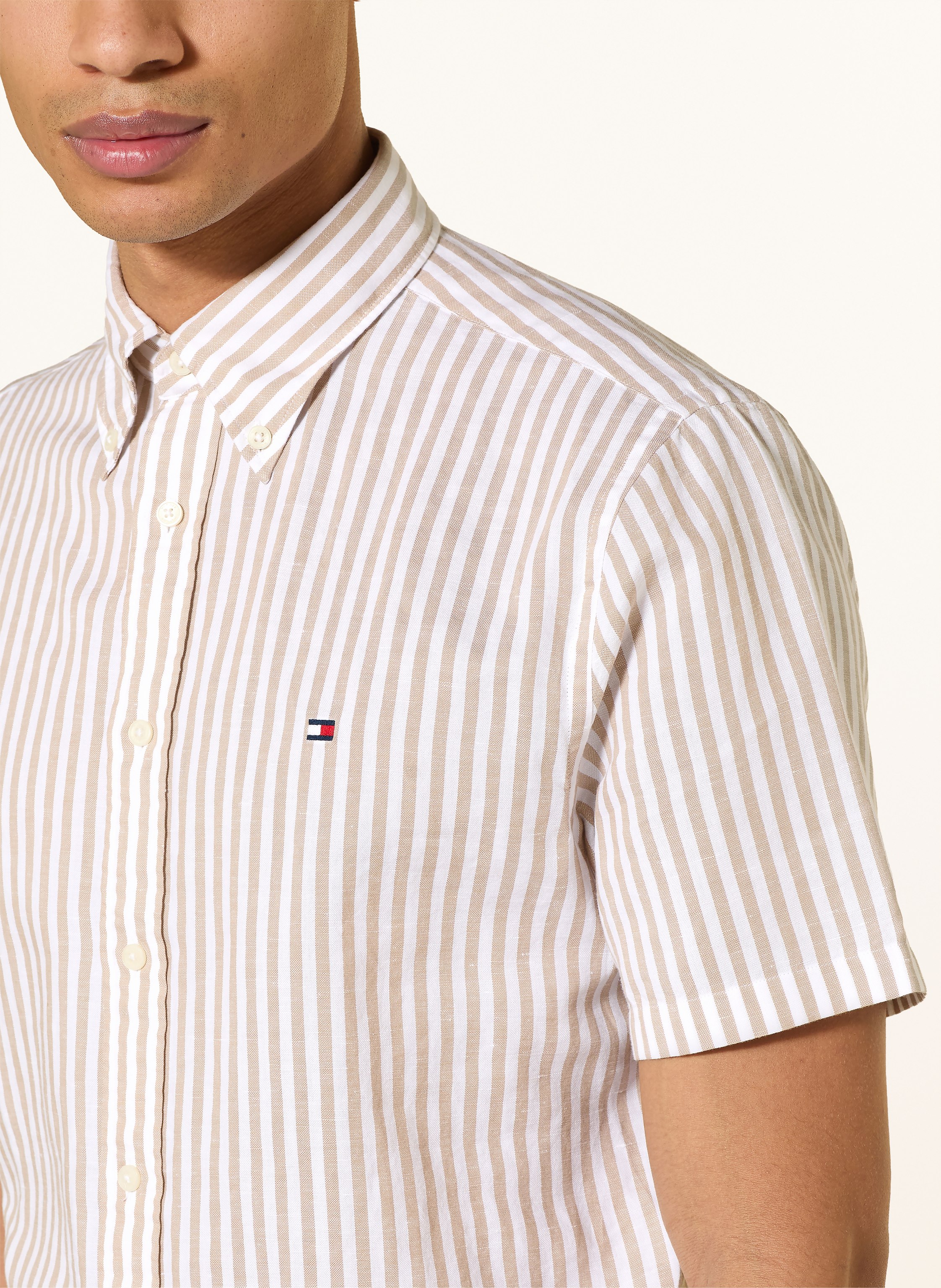 Thumbnail - Tommy Hilfiger Kurzarm-Hemd Regular Fit Mit Leinen gelb