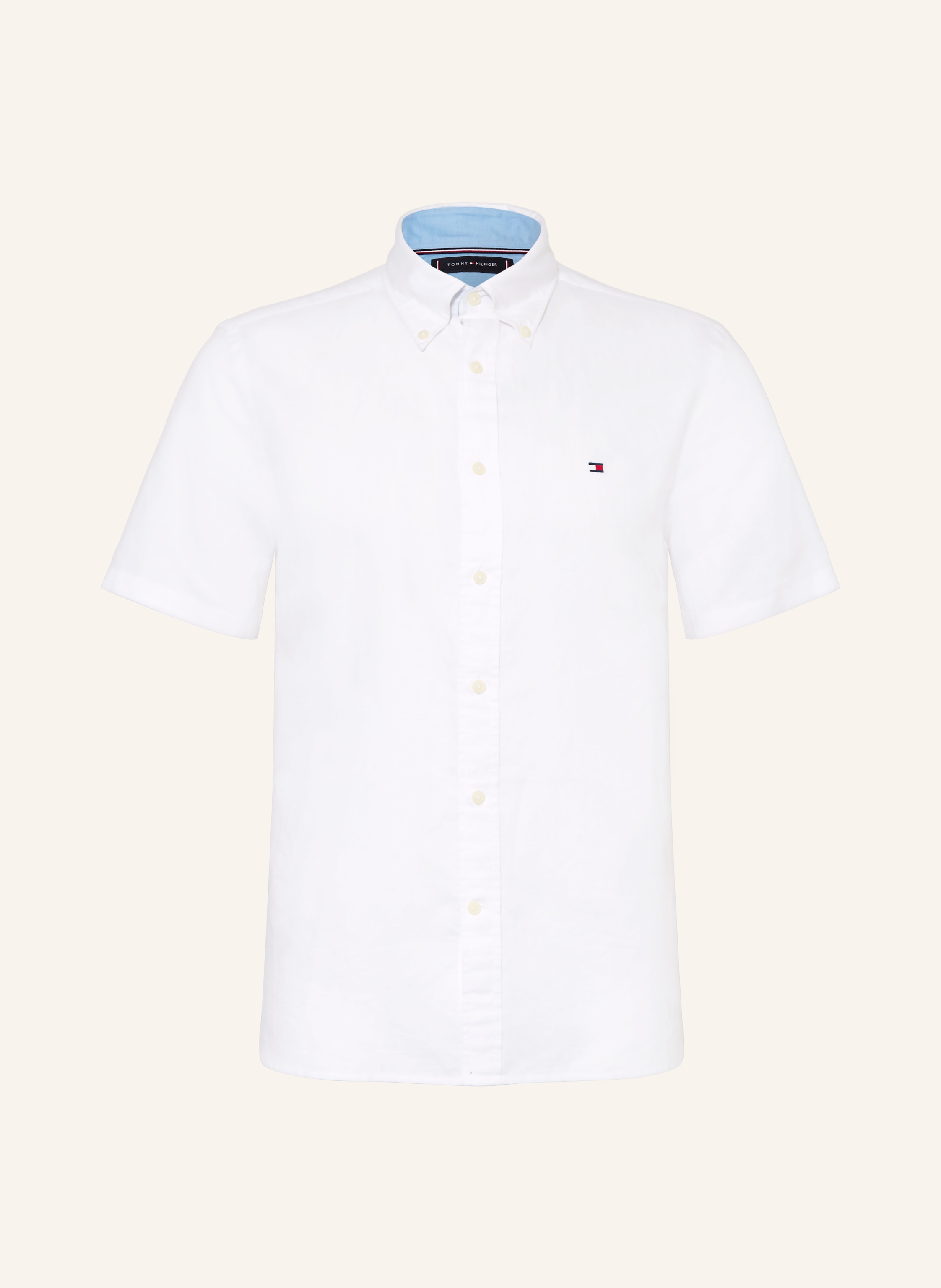 Tommy Hilfiger Kurzarm-Hemd Regular Fit Mit Leinen weiss