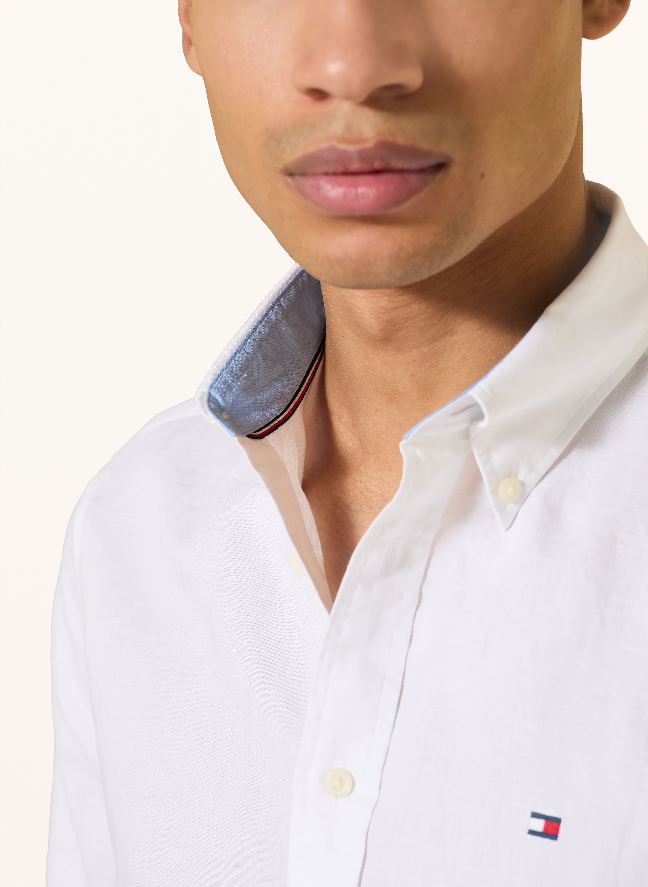 Thumbnail - Tommy Hilfiger Kurzarm-Hemd Regular Fit Mit Leinen weiss