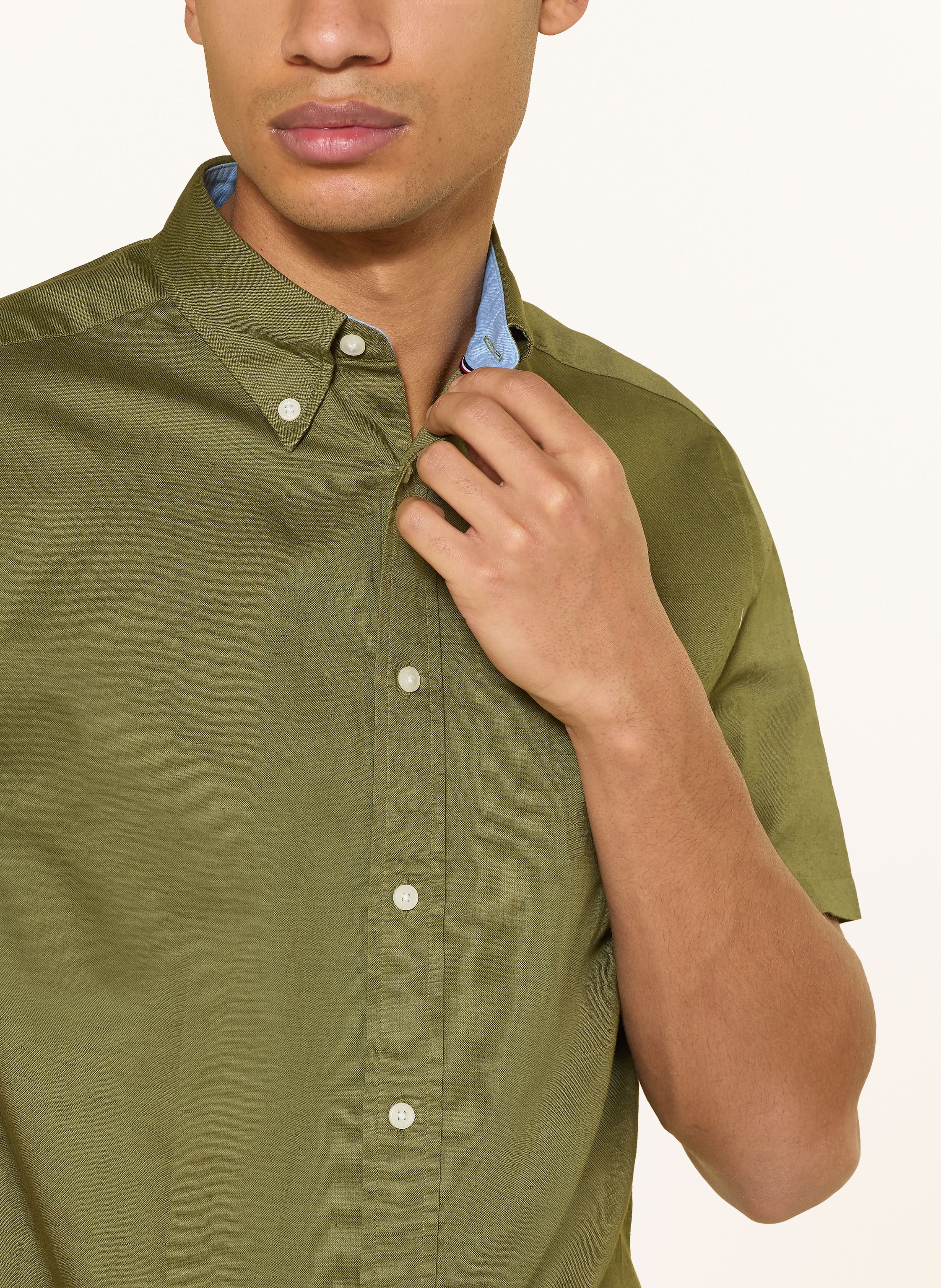 Thumbnail - Tommy Hilfiger Kurzarm-Hemd Regular Fit Mit Leinen gruen