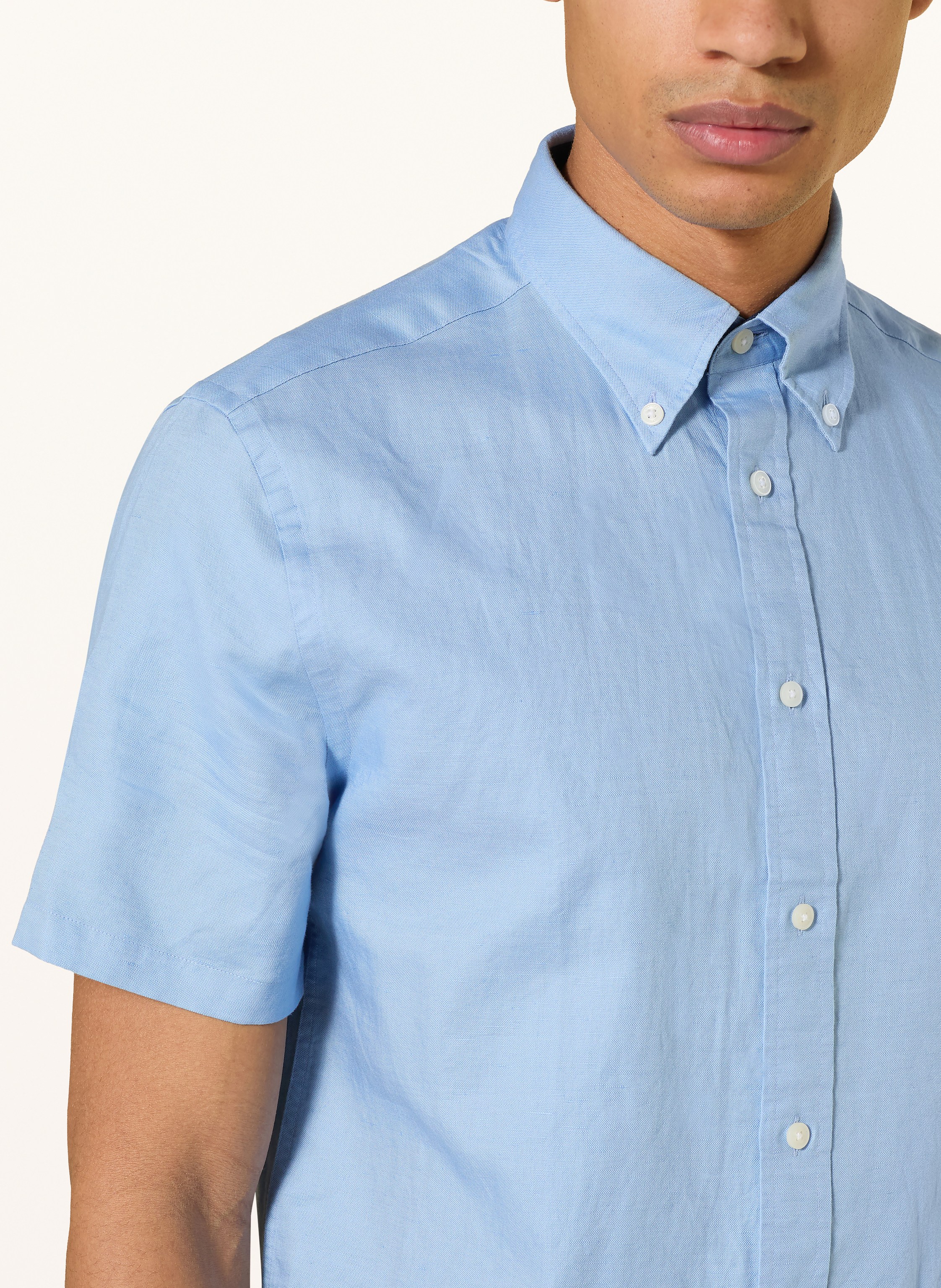 Thumbnail - Tommy Hilfiger Kurzarm-Hemd Regular Fit Mit Leinen blau