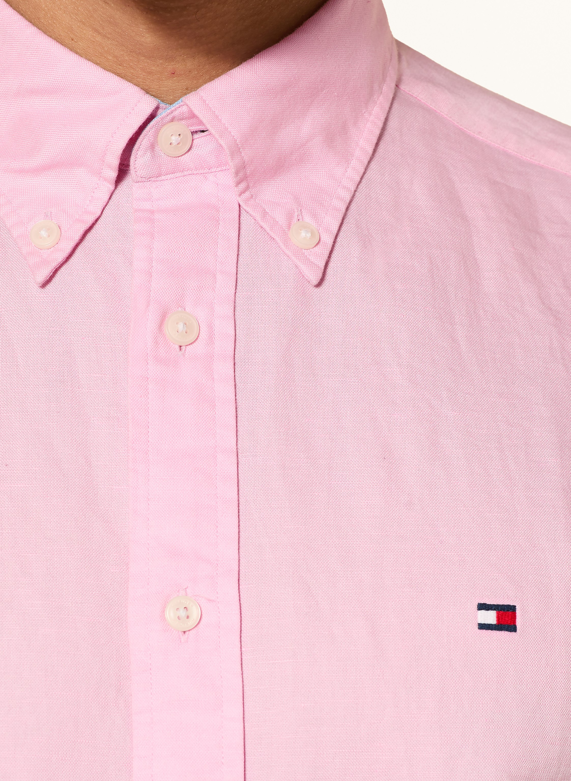 Thumbnail - Tommy Hilfiger Kurzarm-Hemd Regular Fit Mit Leinen pink